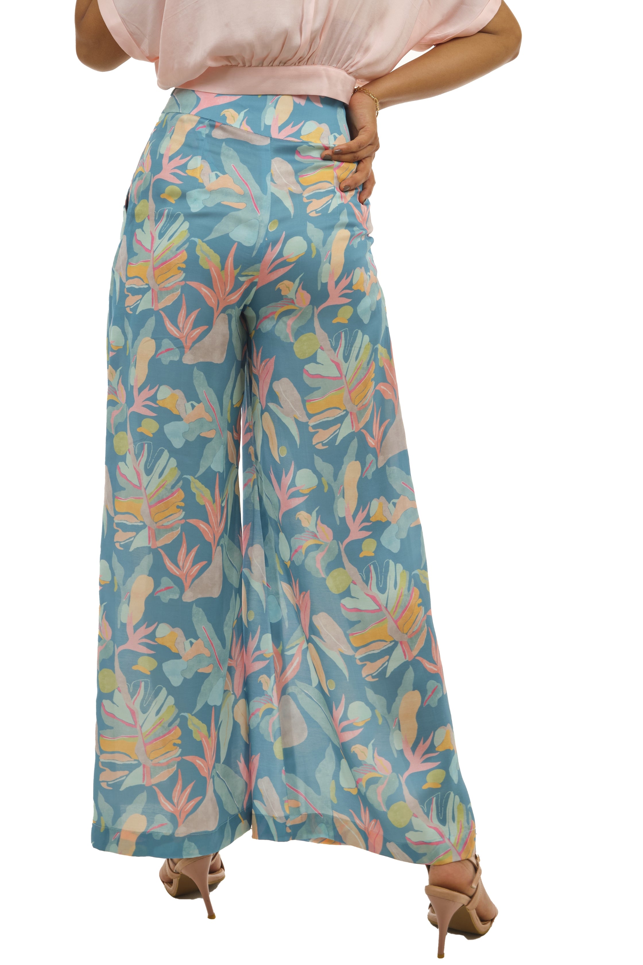 pleated palazzo pants for women