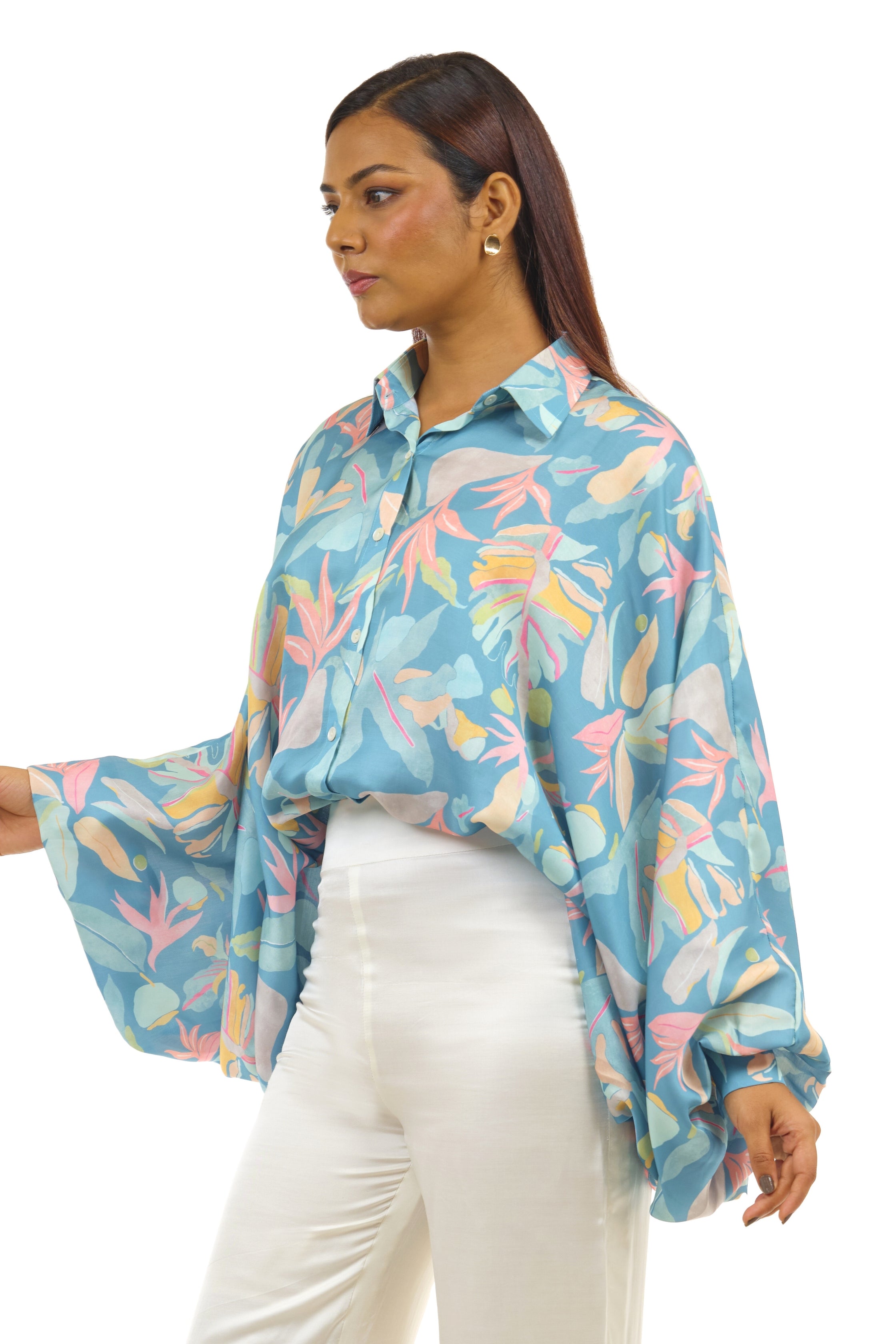 western blue printed shirt for women