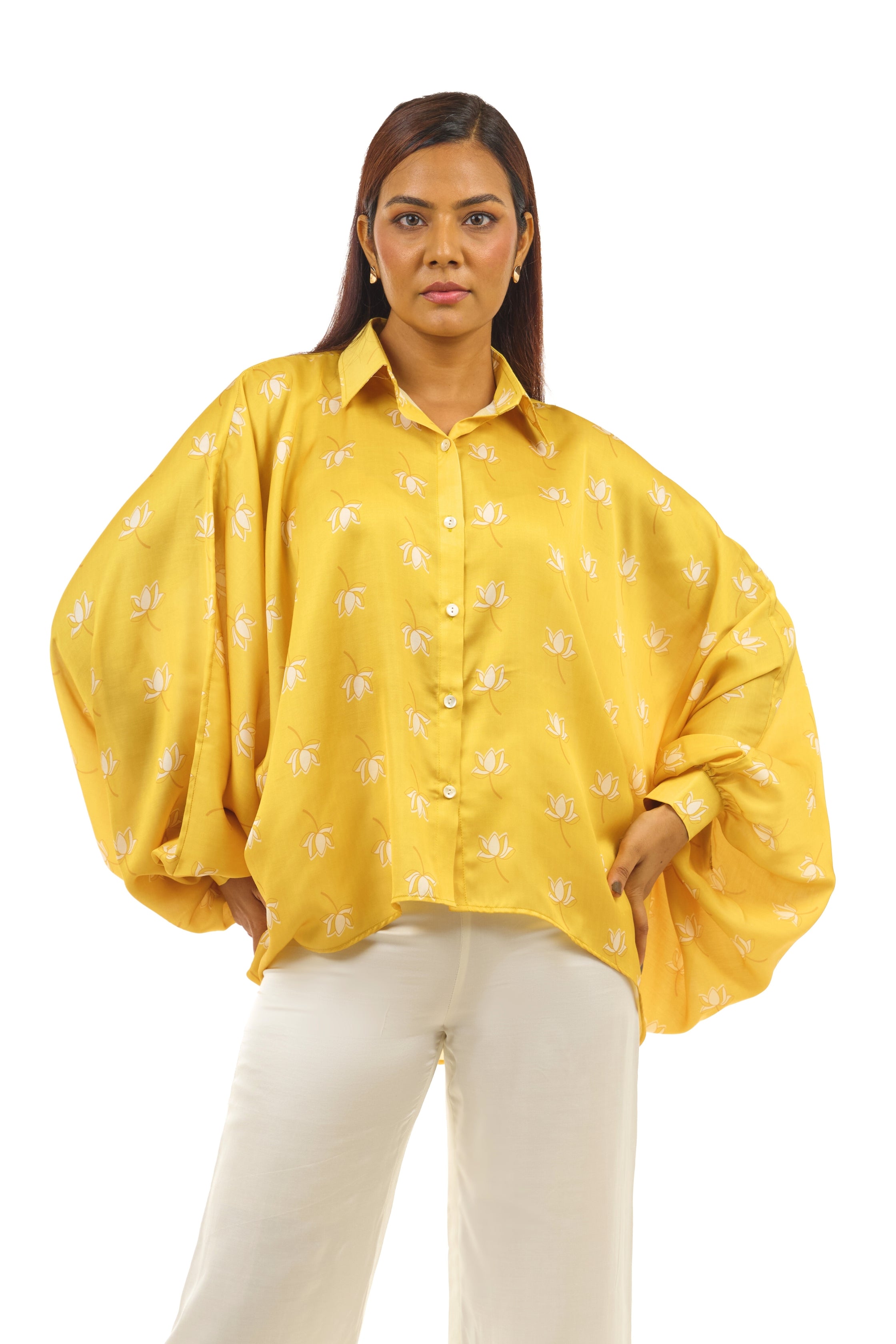 yellow printed shirt for women