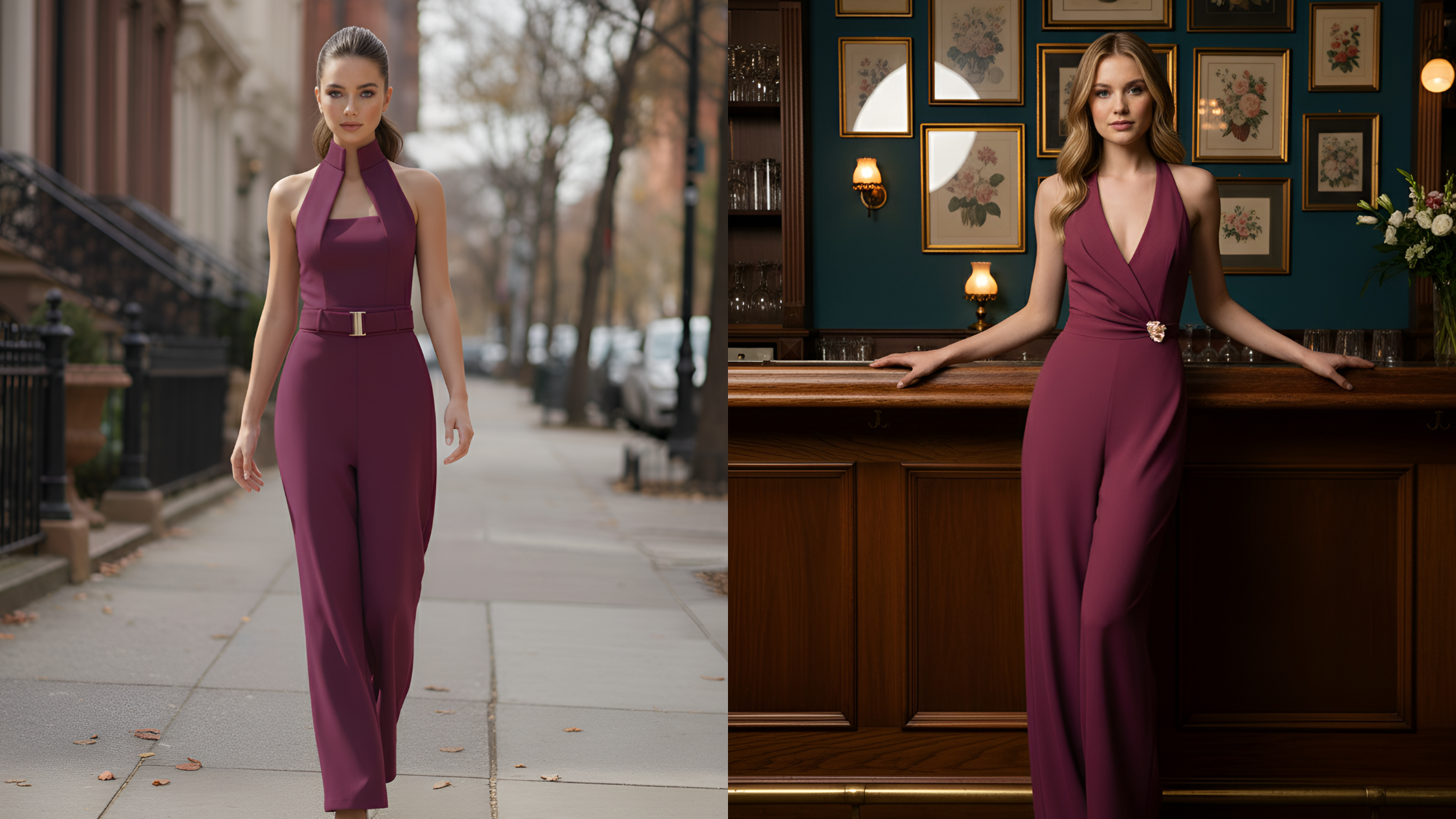 Why Every Woman Needs Both a High-Collar and a Halter Jumpsuit in Her Wardrobe