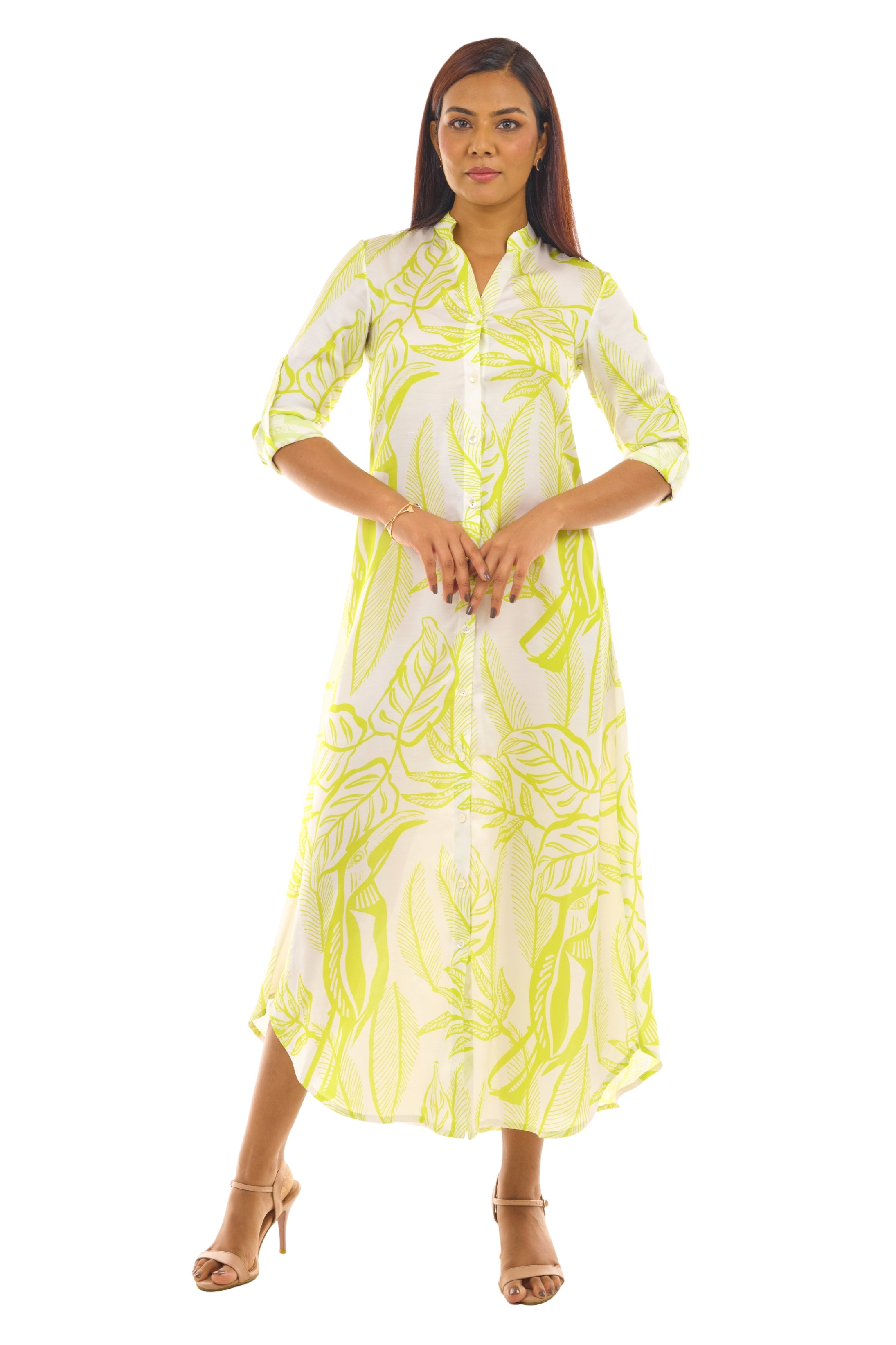 Lime Green Printed Comfy Dress