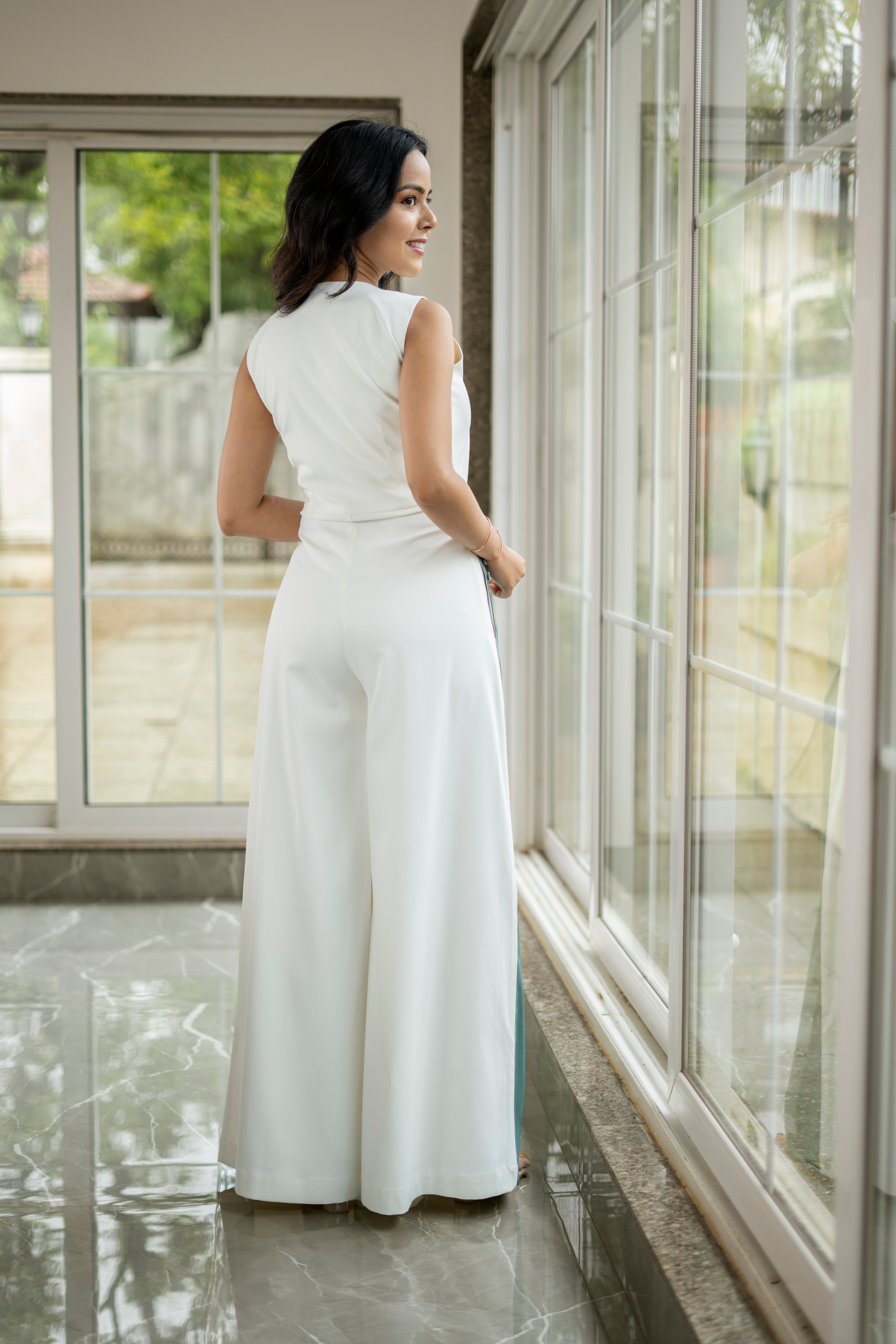 Ivory & Sea-Green Jumpsuit — Grace in Contrast