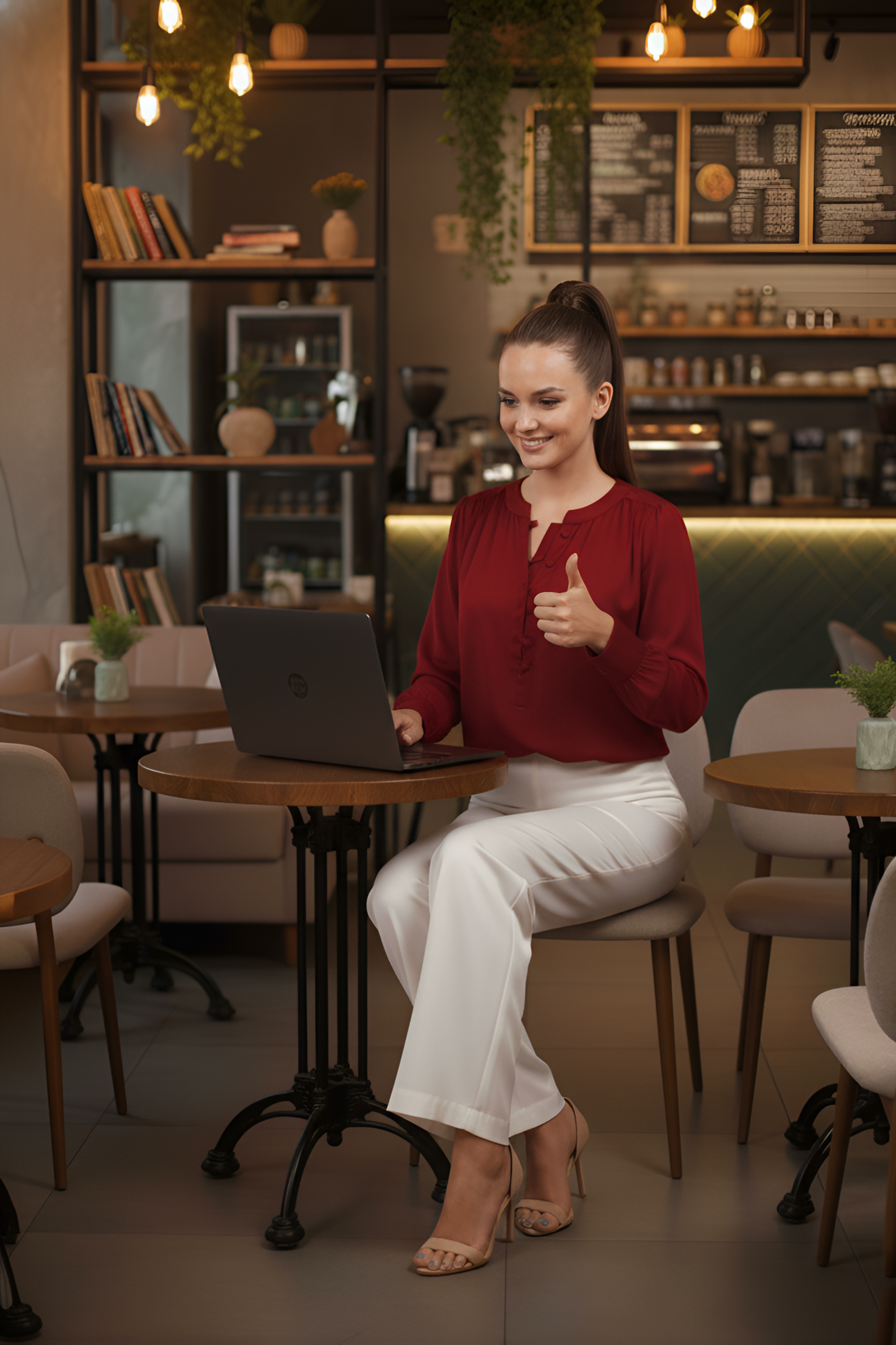 Crimson Satin Full Sleeve Top