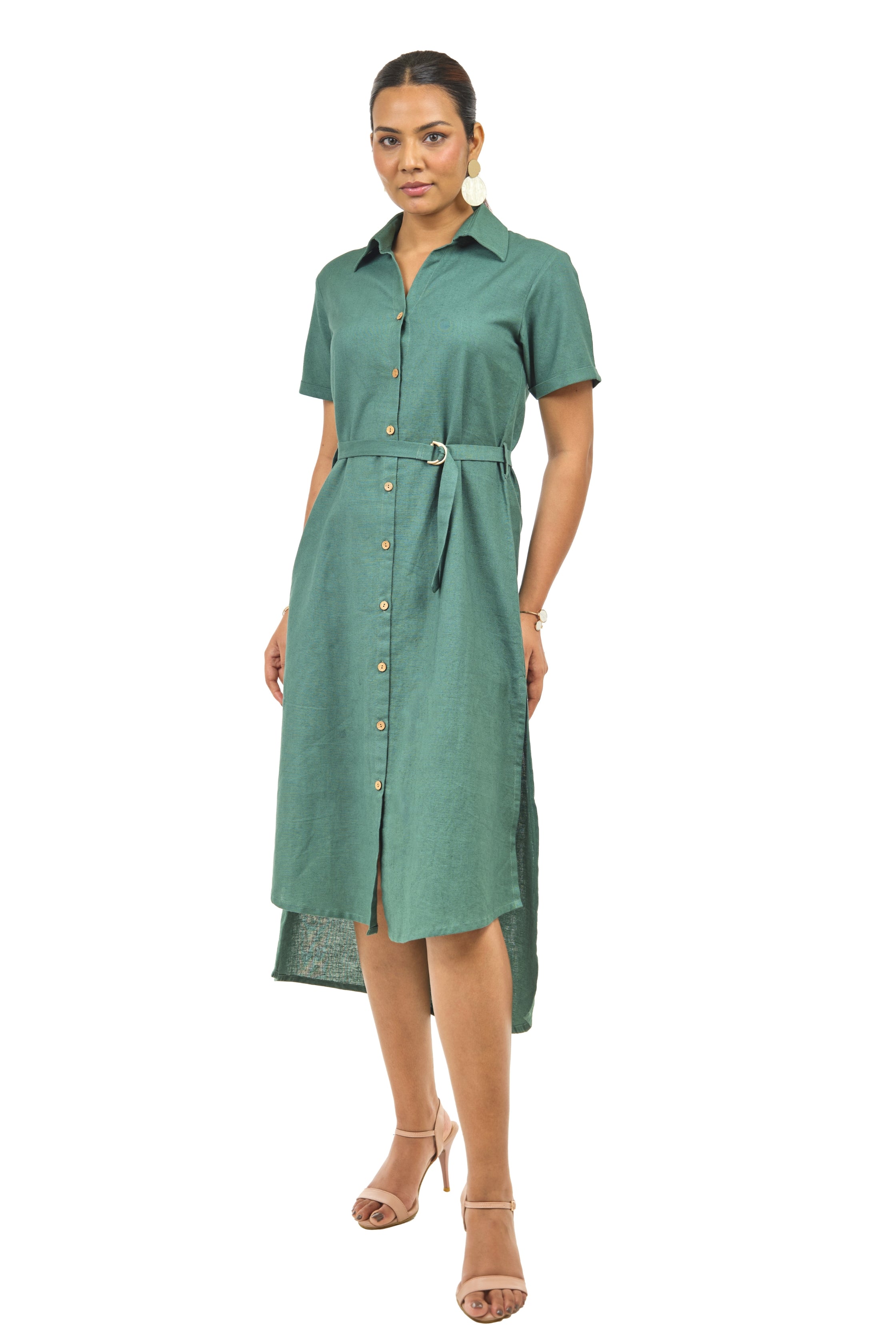 Olive linen relaxed dress