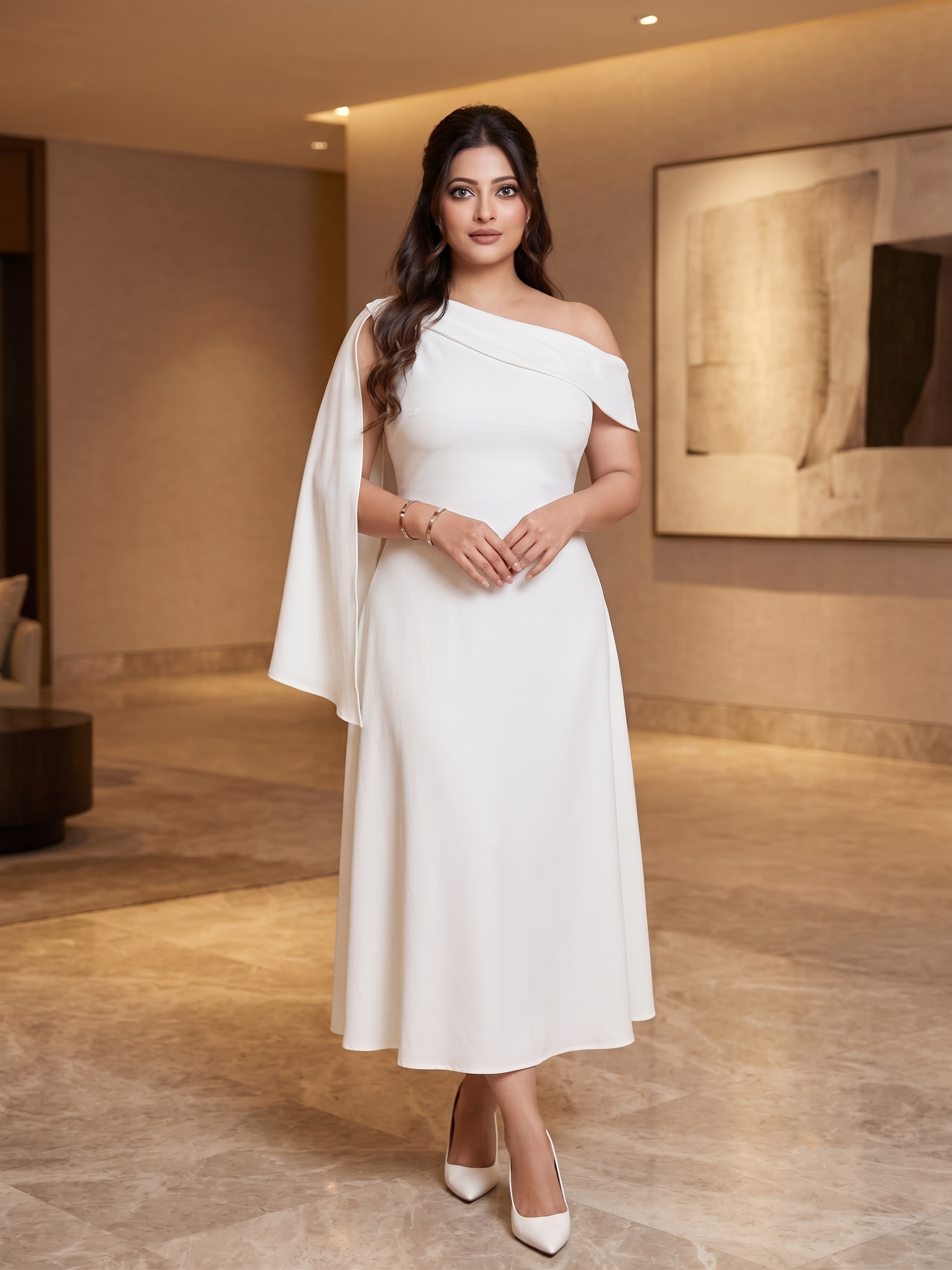 Ivory Elegance Tie-Up Longline Dress
