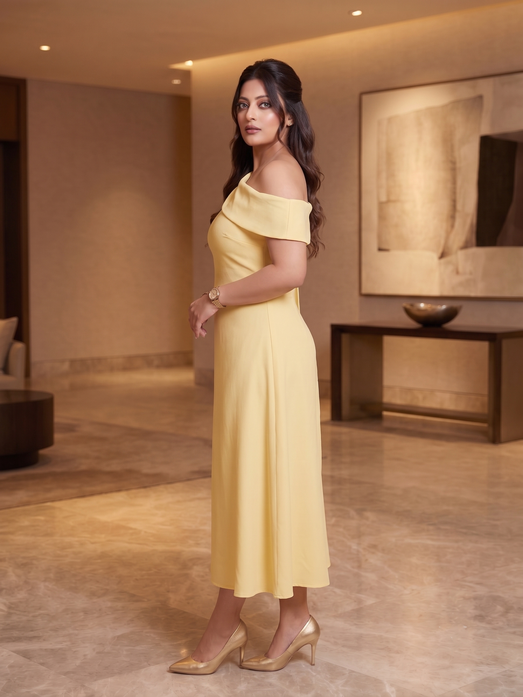 Lemon Elegance Tie-Up Longline Dress