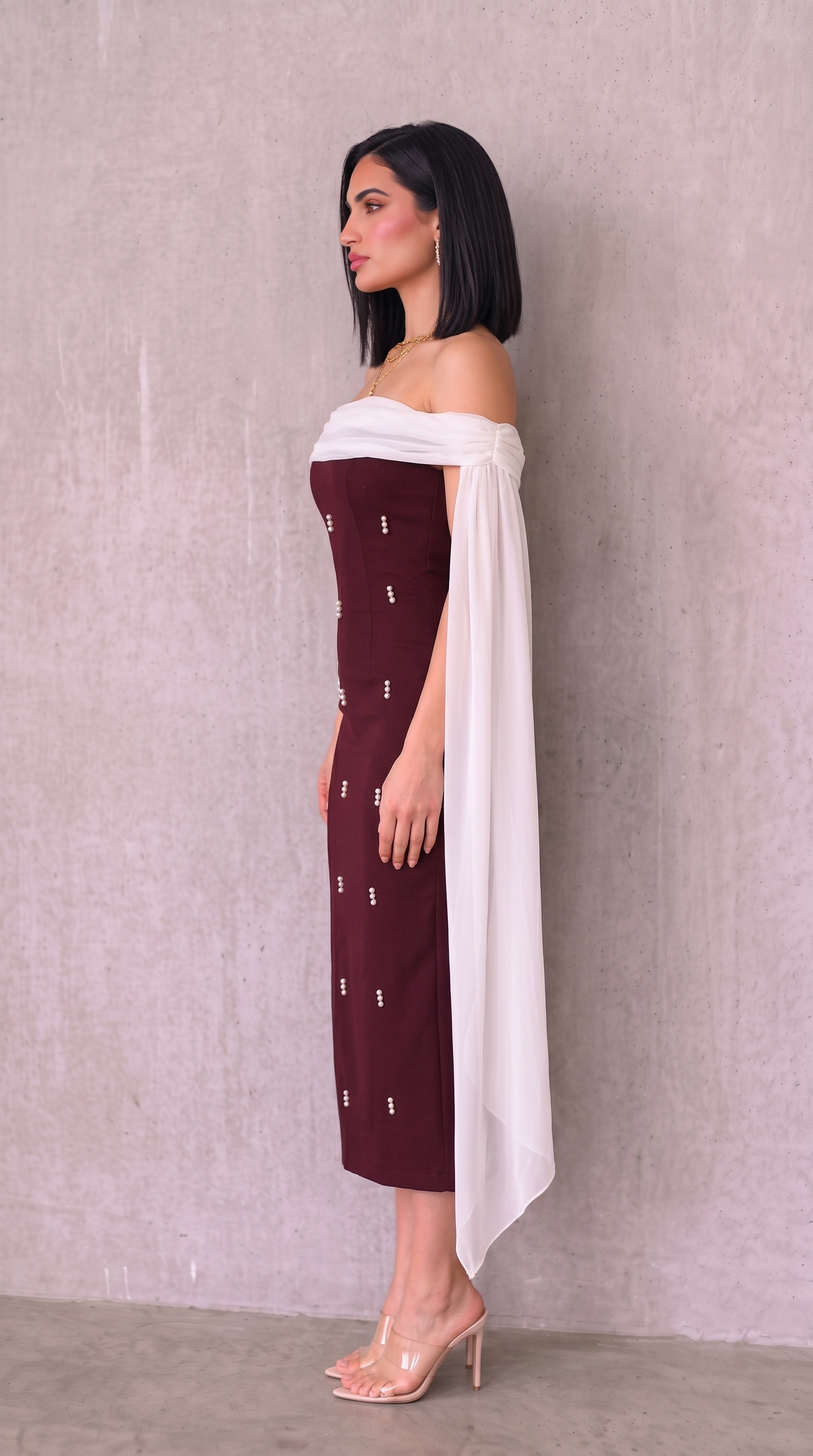 Wine Drape Dress