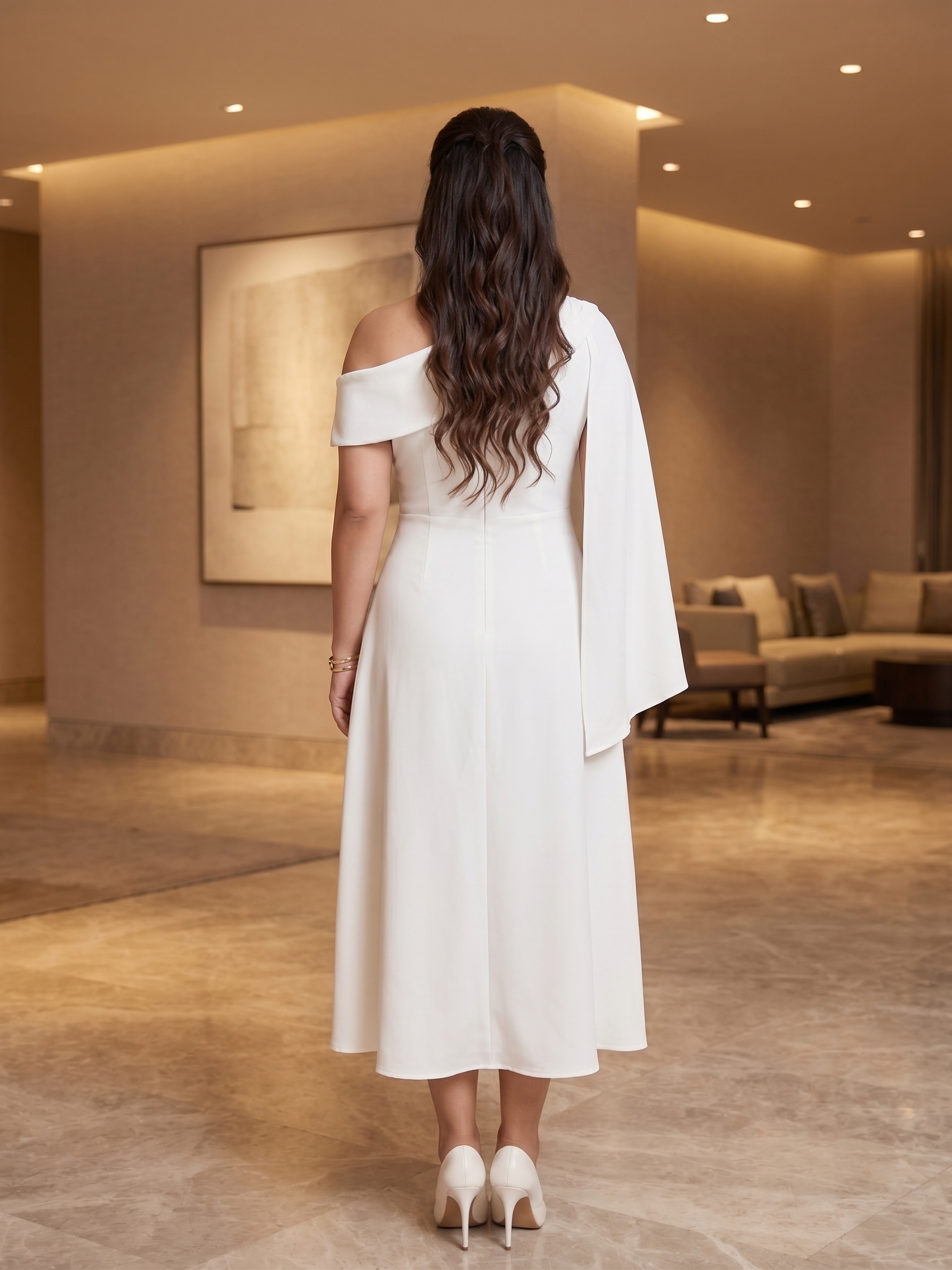 Ivory Elegance Tie-Up Longline Dress