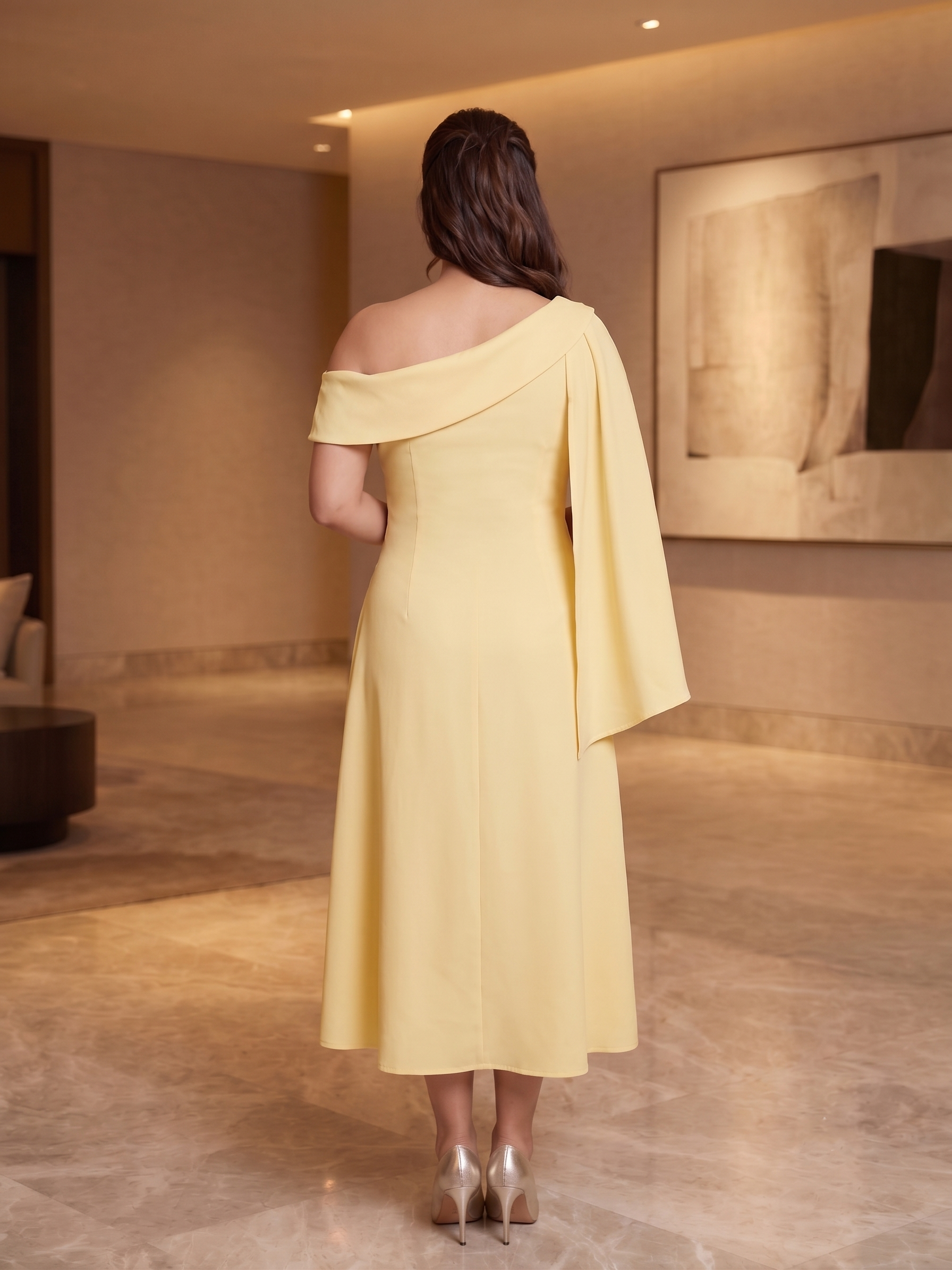 Lemon Elegance Tie-Up Longline Dress