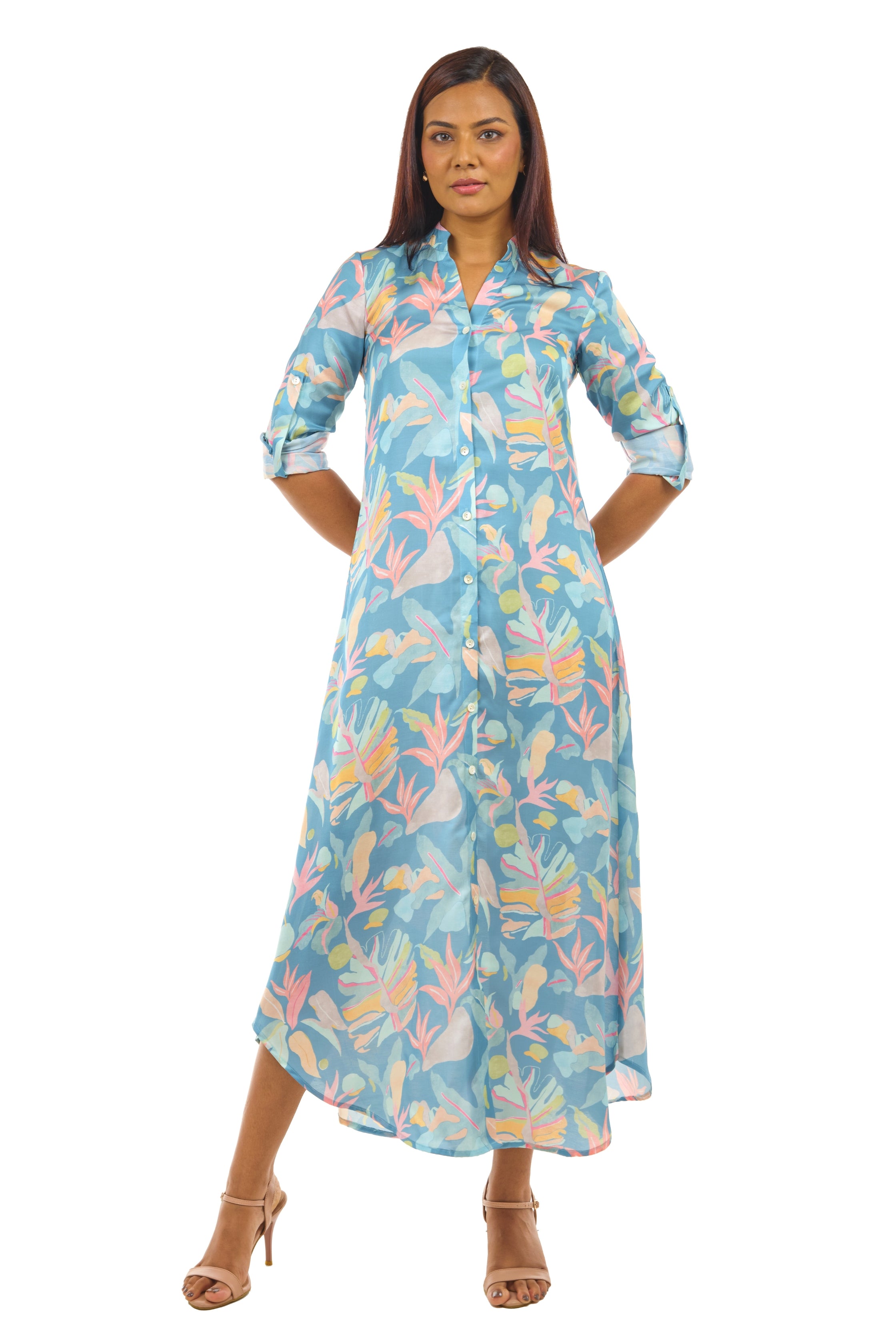 Turquoise blue printed comfy dress