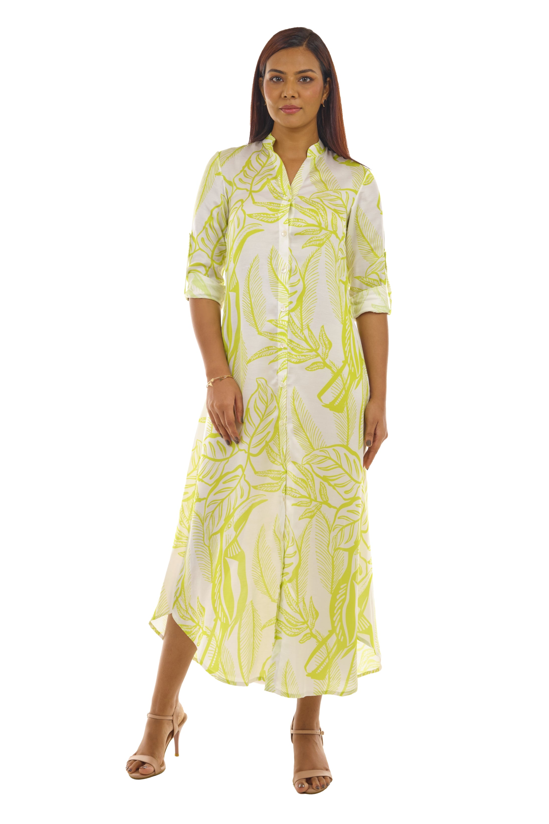 Lime Green Printed Comfy Dress