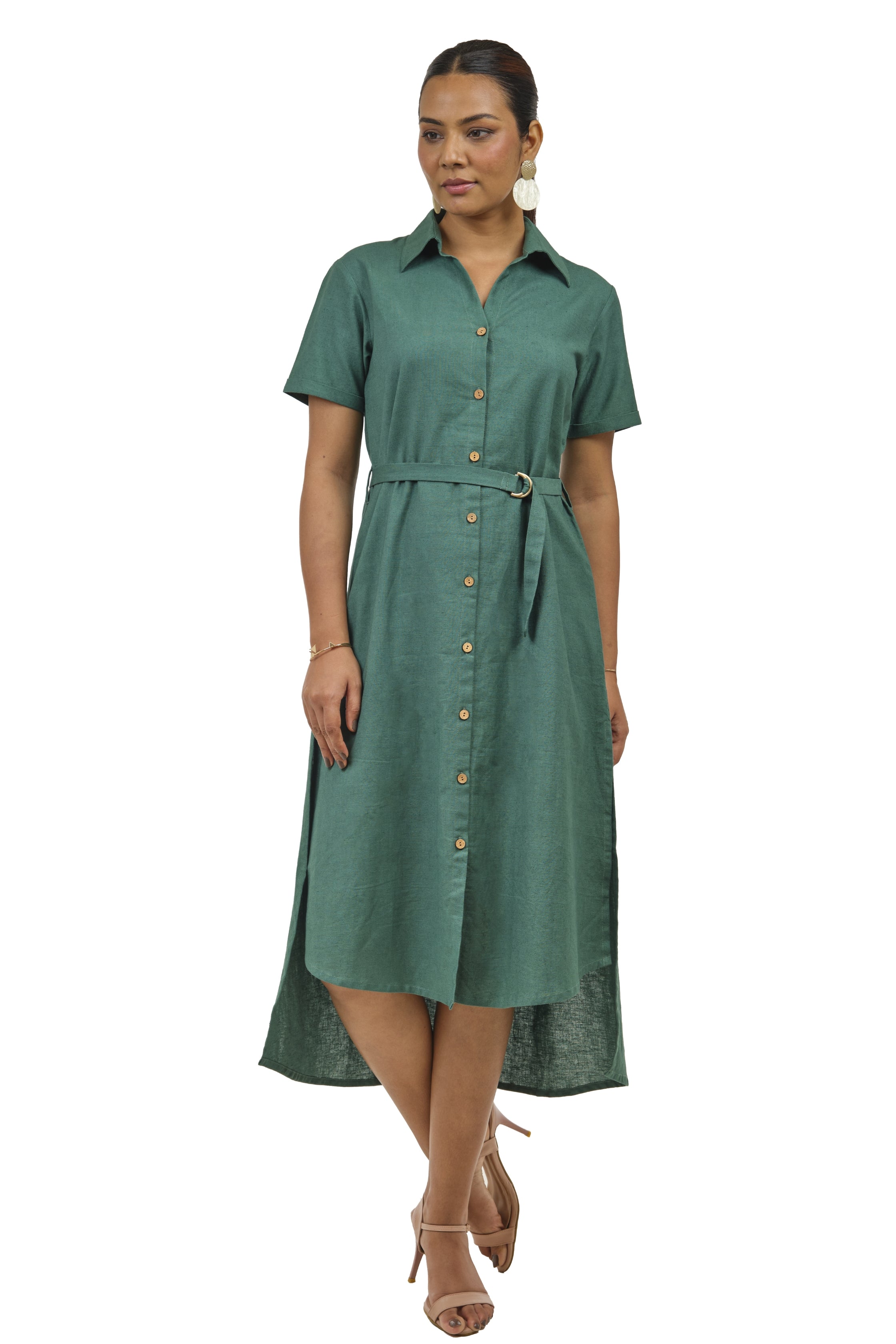 Olive linen relaxed dress