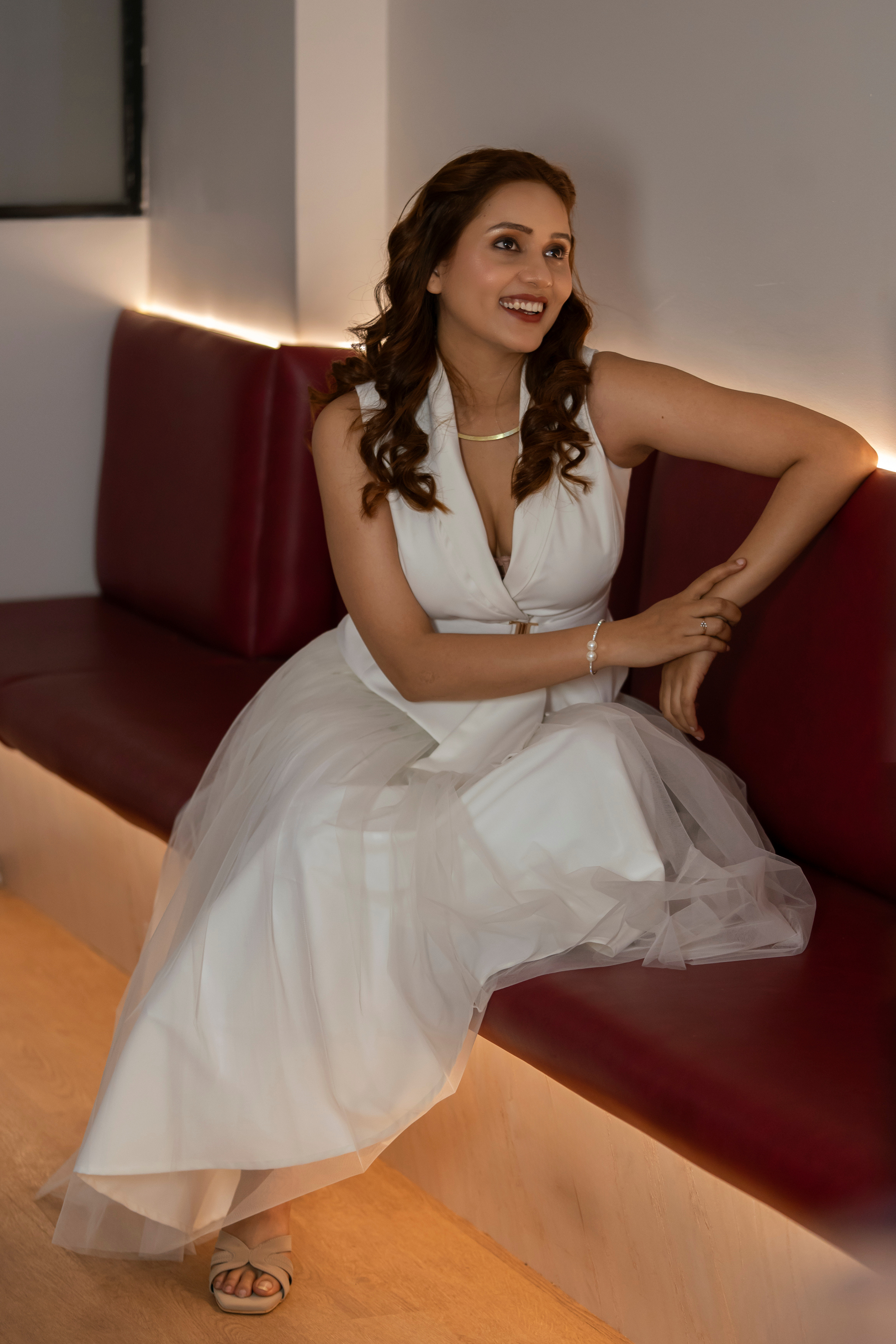 Ivory Flowy Net skirt