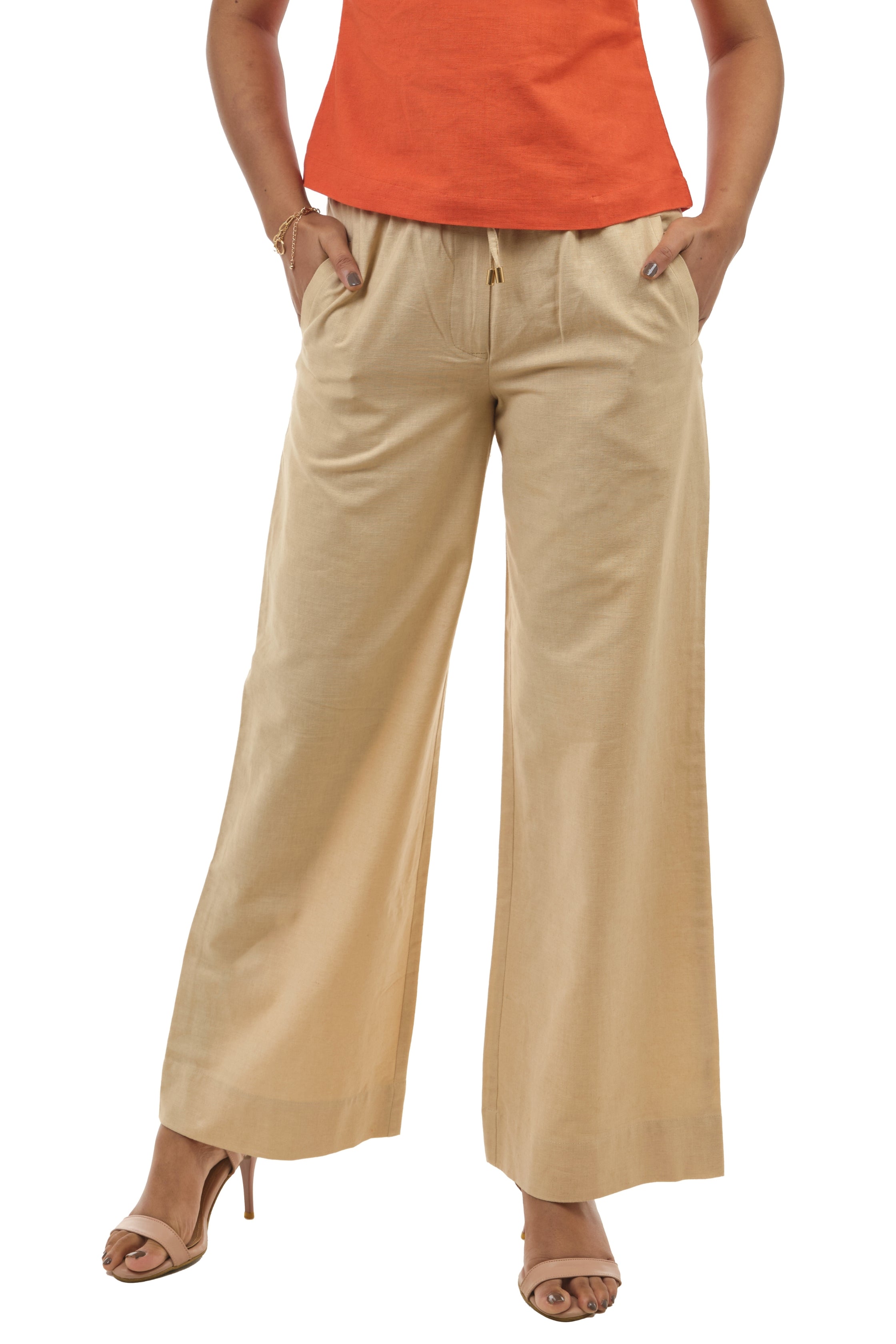 Beige linen Comfort Pants