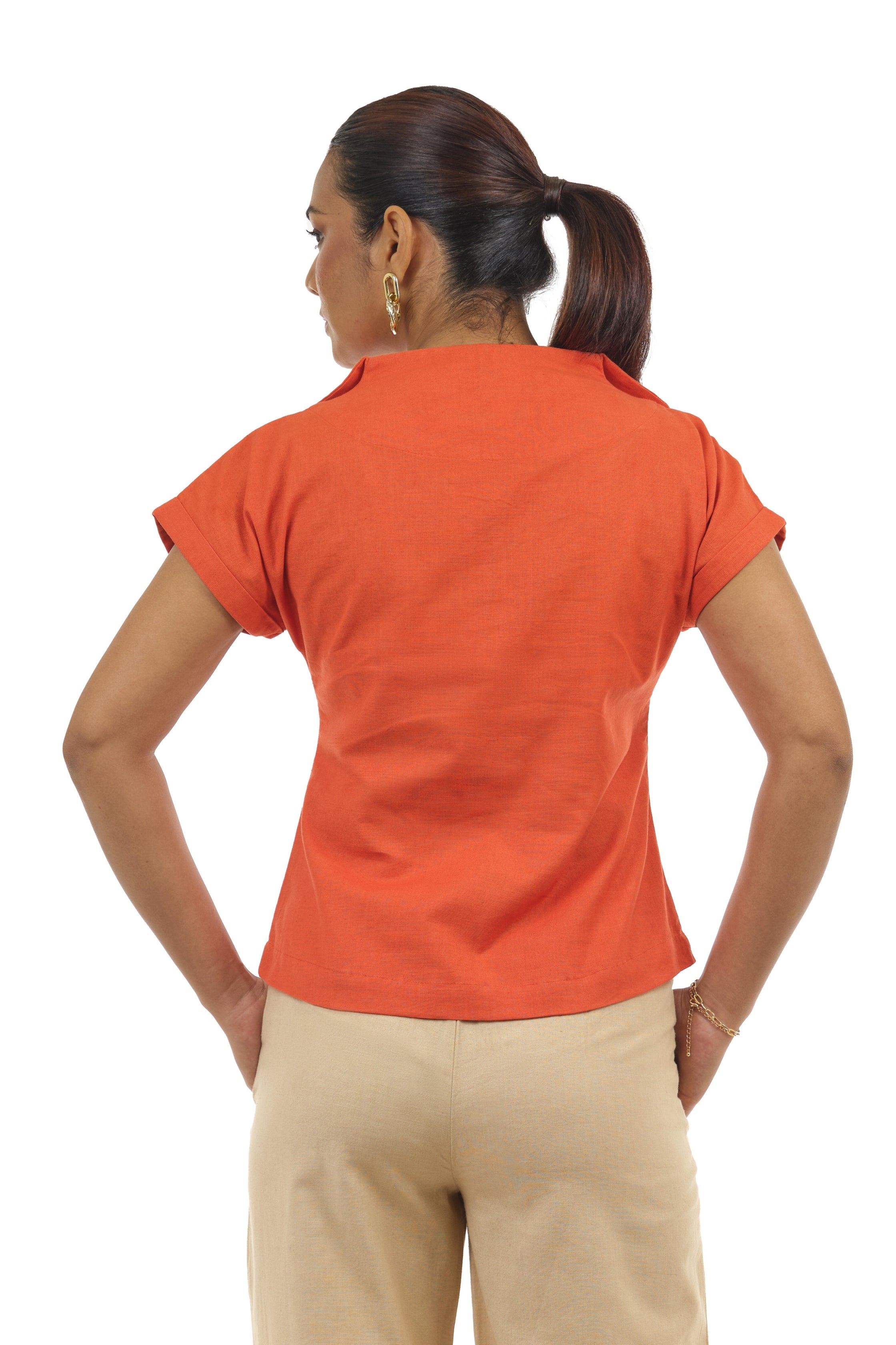 Coral linen top