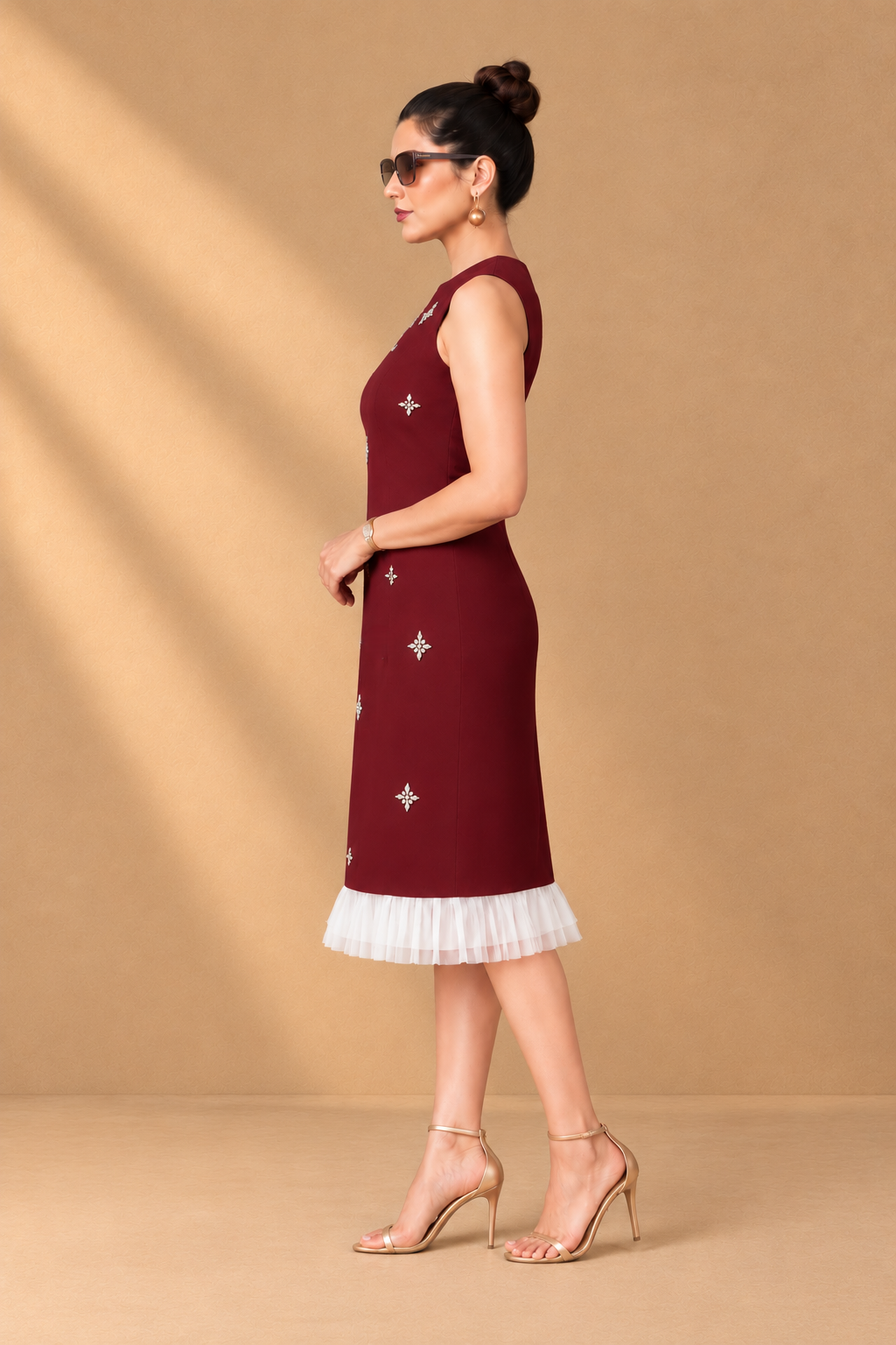 Sparkle Shift Dress - Wine