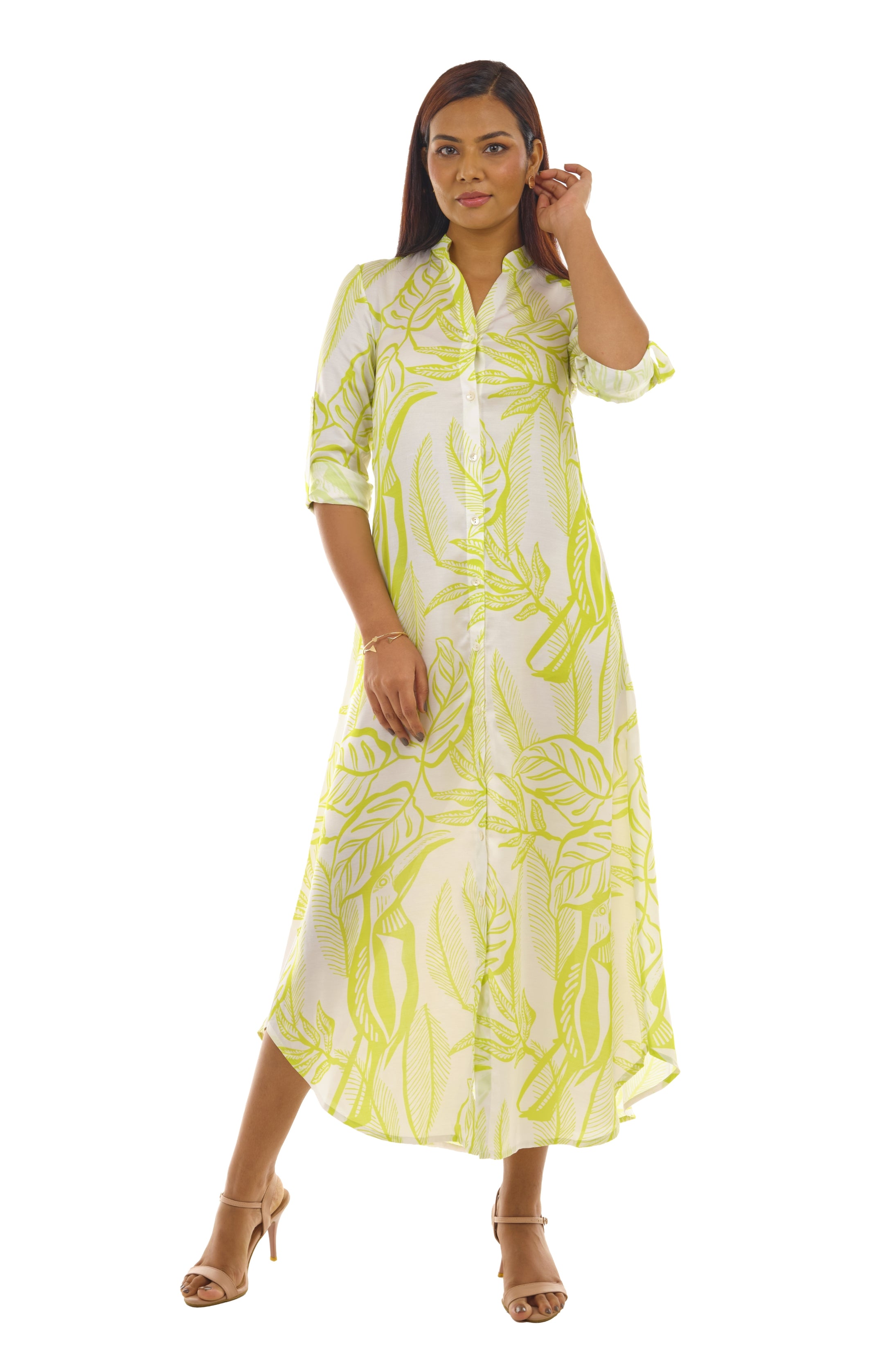 Lime Green Printed Comfy Dress