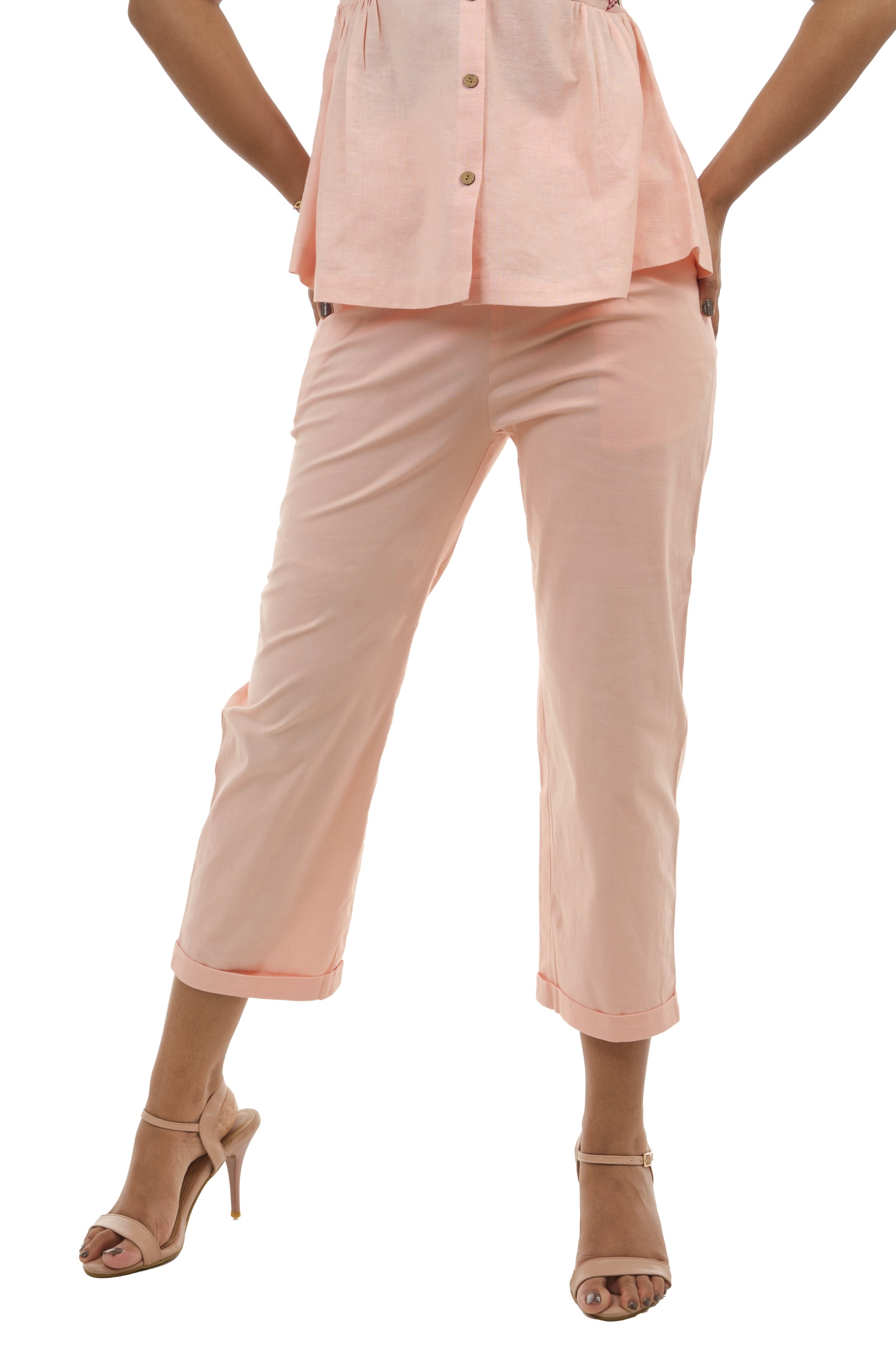 Peach cotton lycra Pants