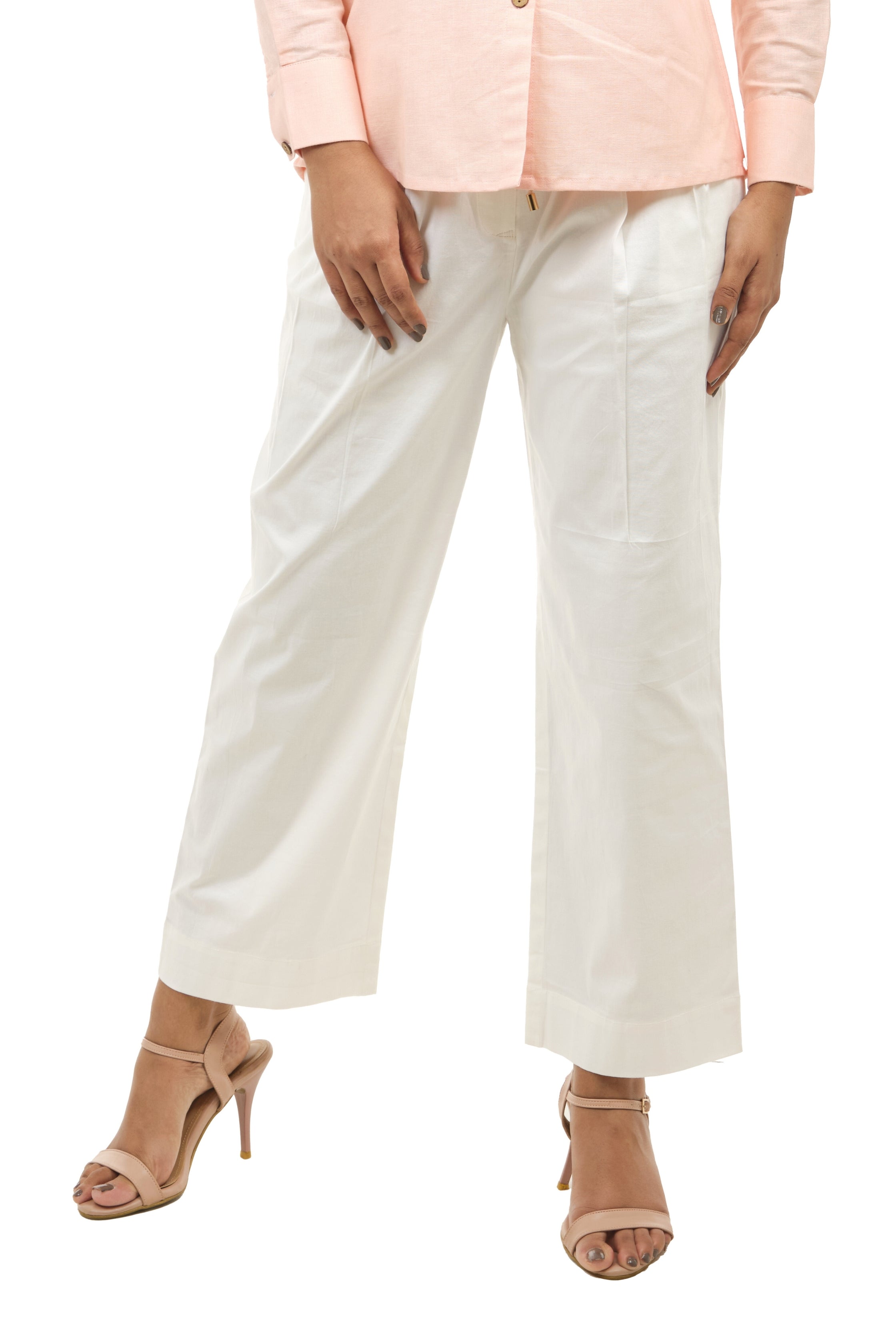 White cotton lycra Pants