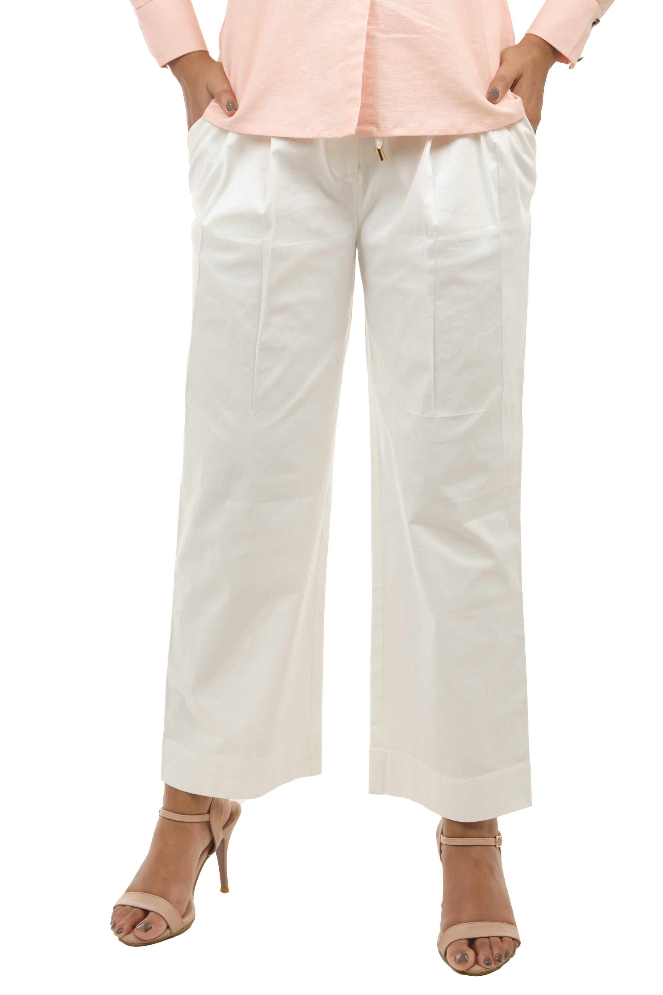 White cotton lycra Pants