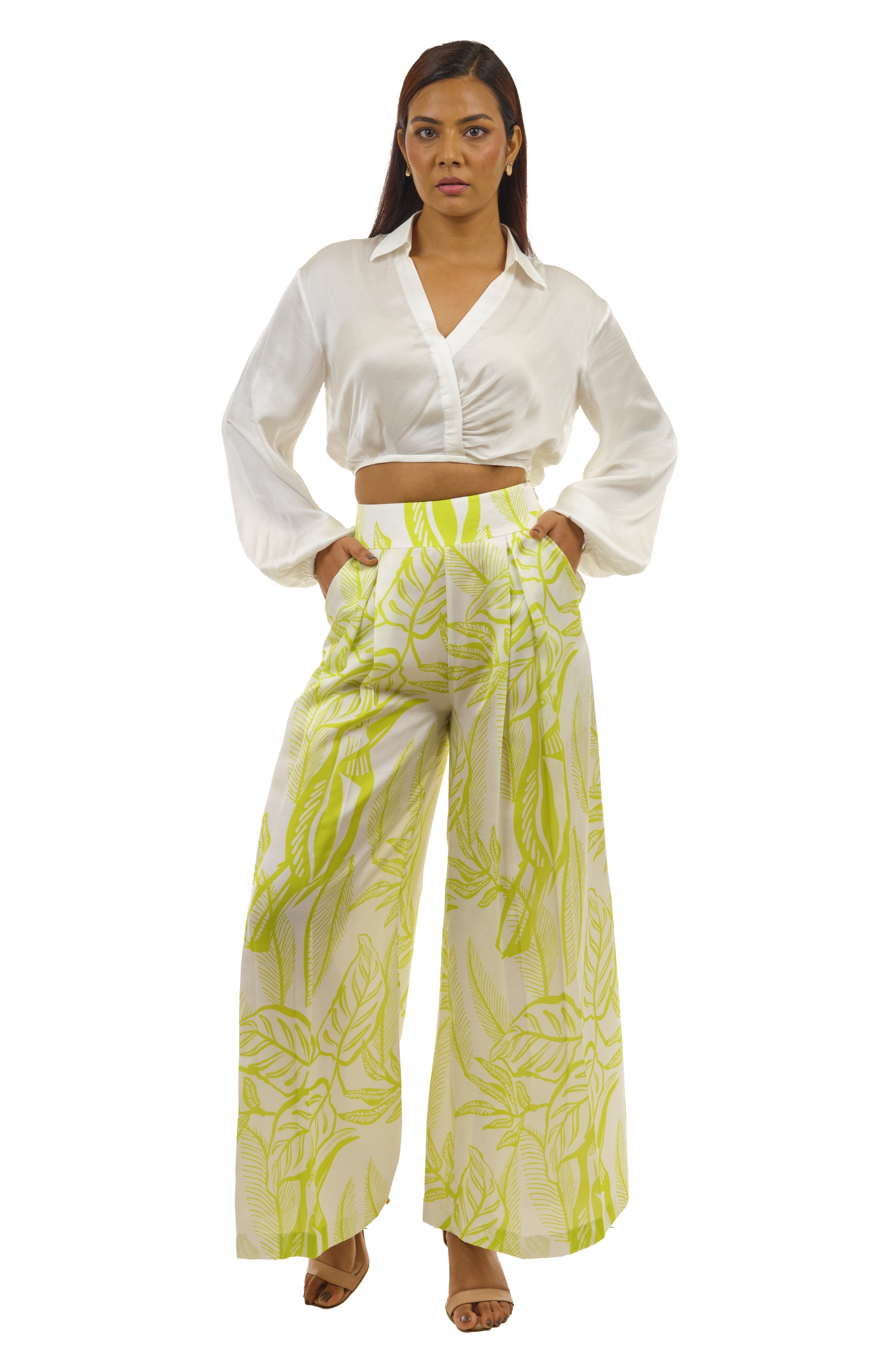 White and Lime Green co-ord set