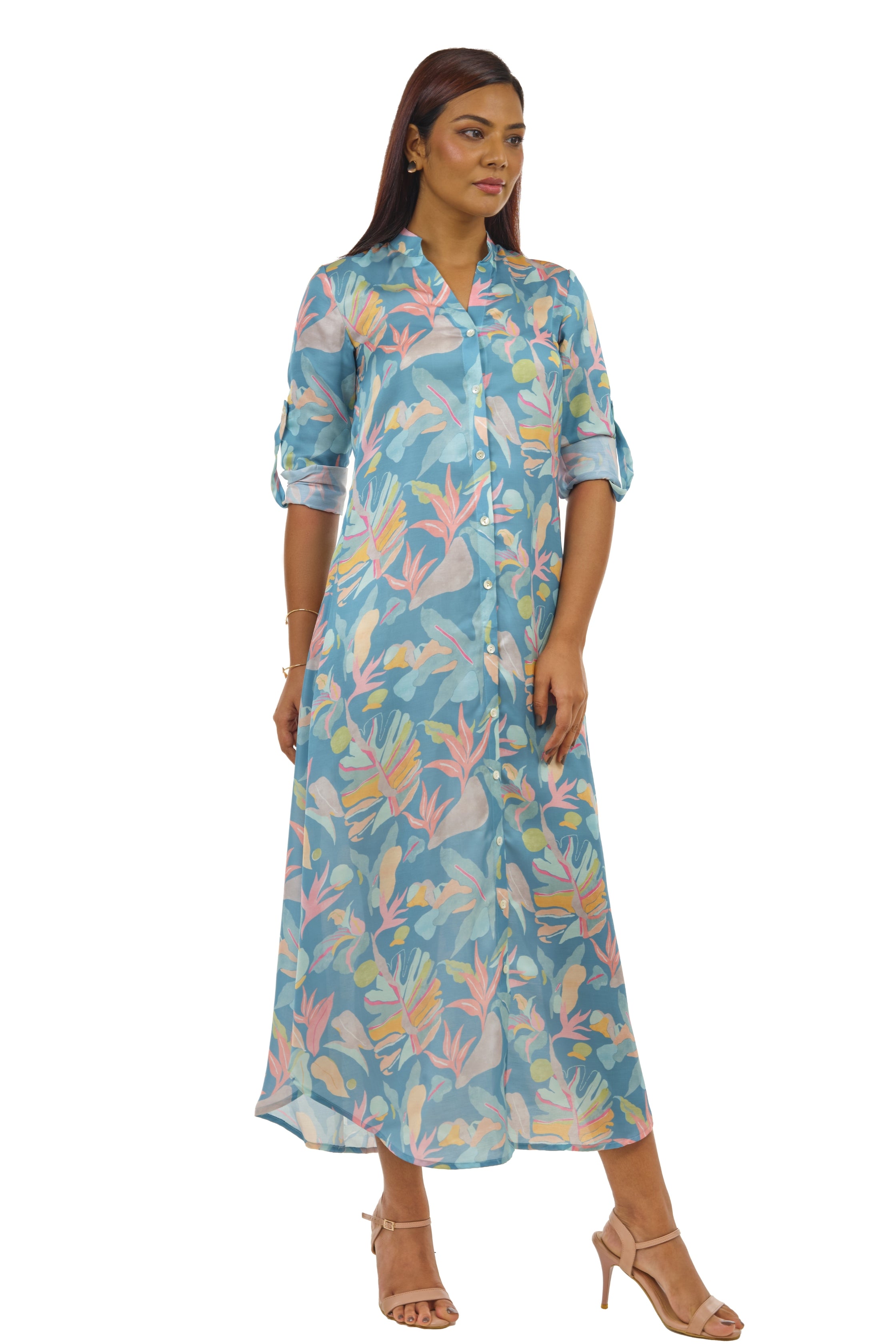 Turquoise blue printed comfy dress