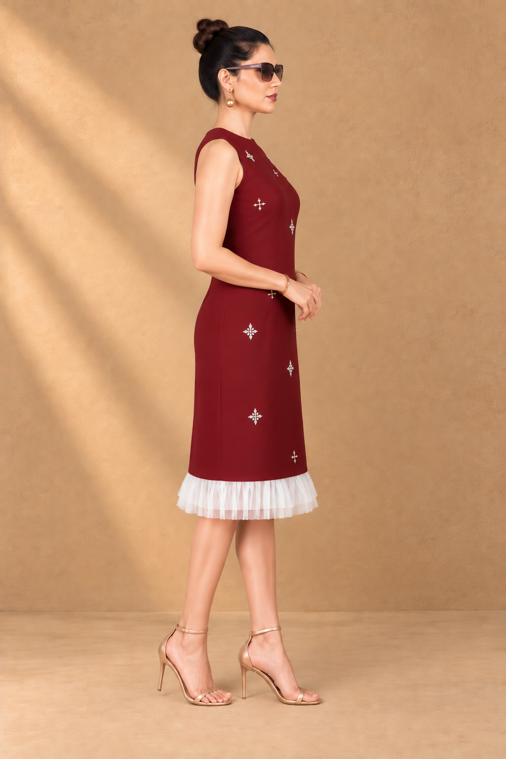 Sparkle Shift Dress - Wine