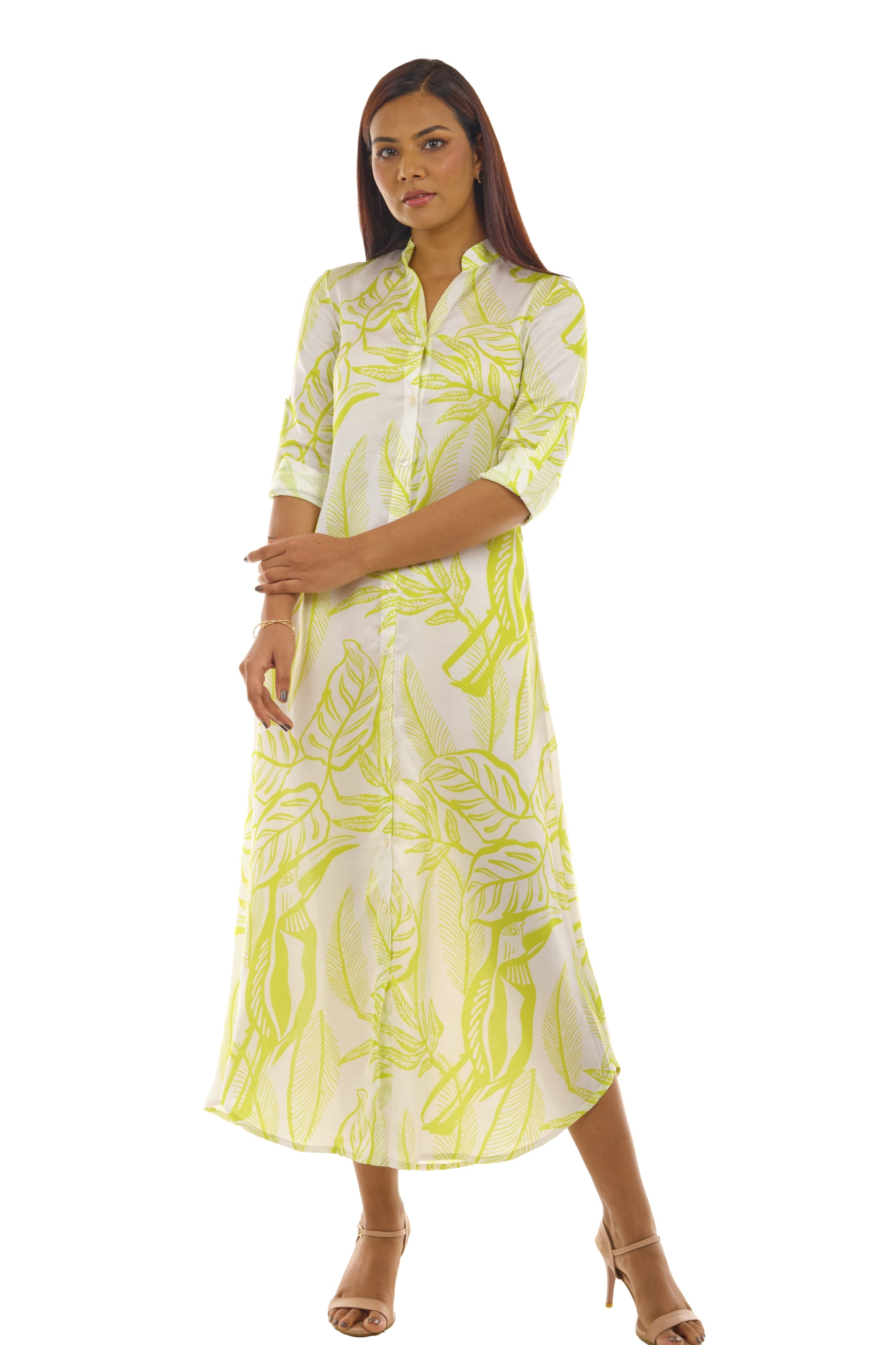 Lime Green Printed Comfy Dress