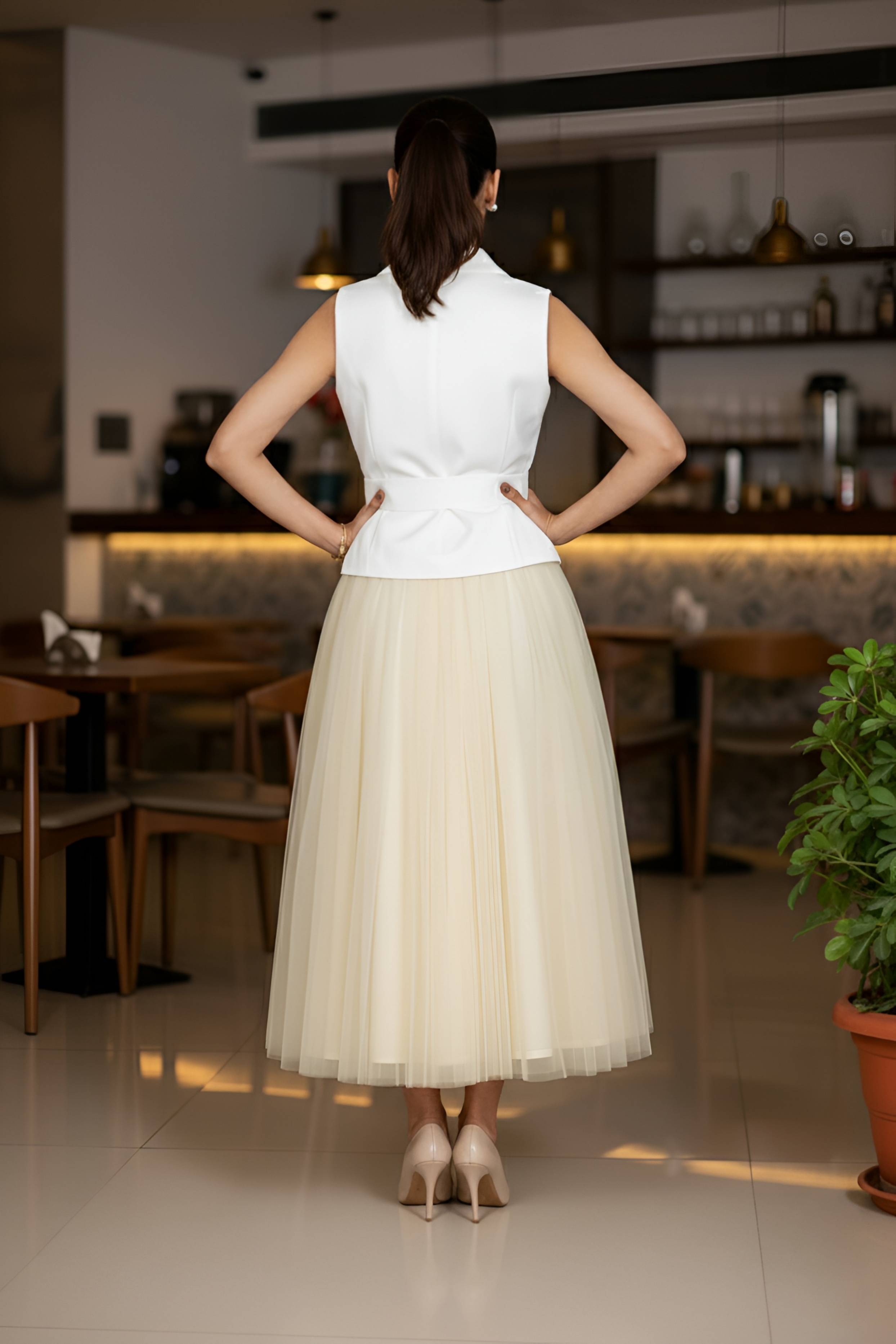 Butter Yellow Skirt & Ivory Waist Coat – Timeless Glow