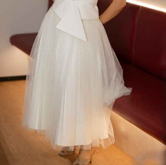 Ivory Flowy Net Skirt