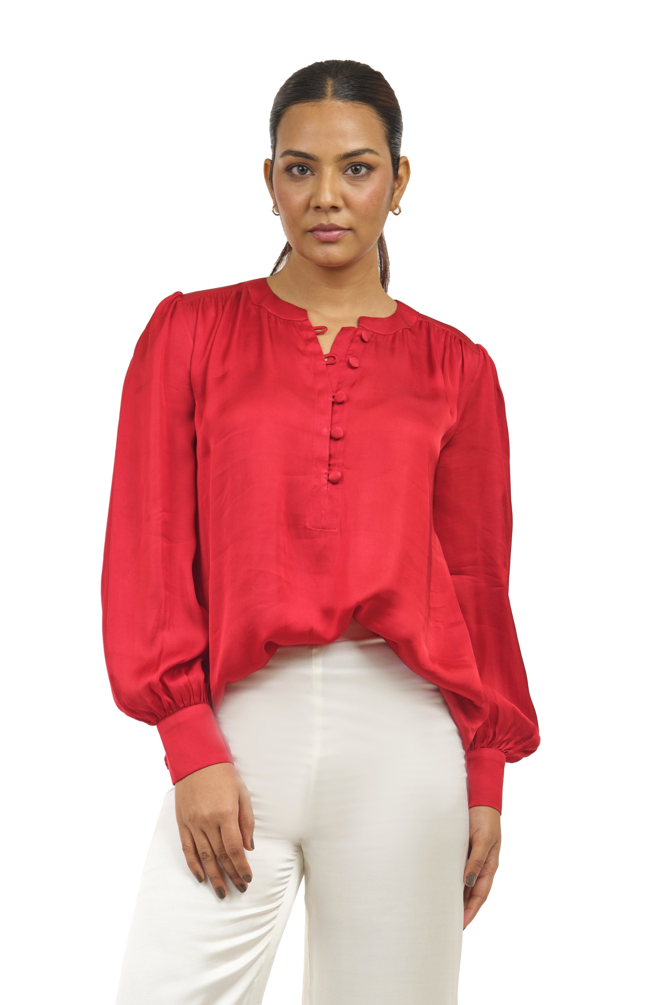 Crimson Red Modal Satin Top