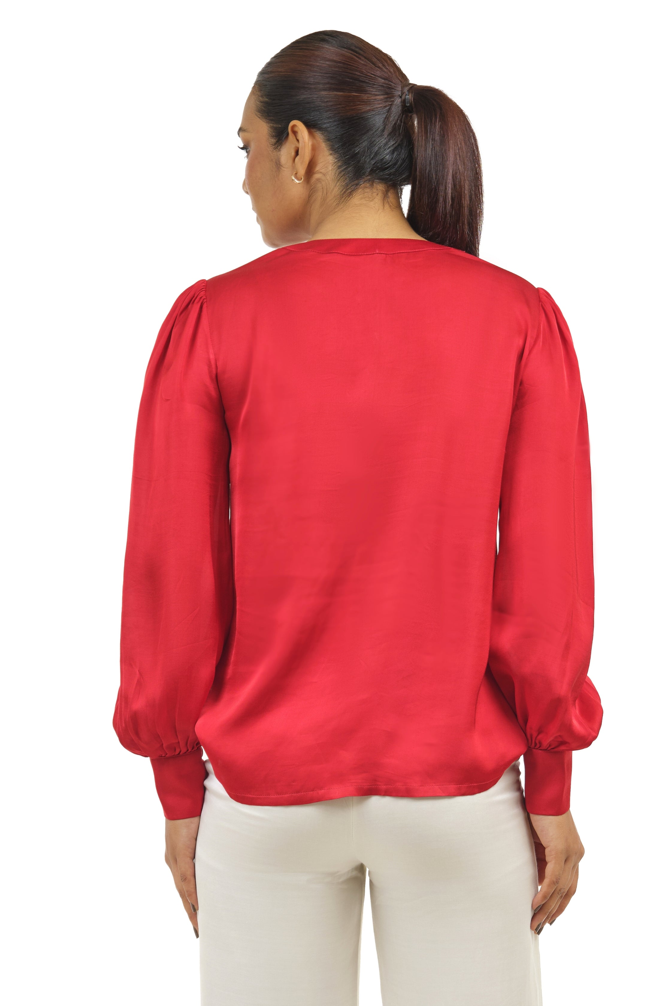 Crimson Red Modal Satin Top