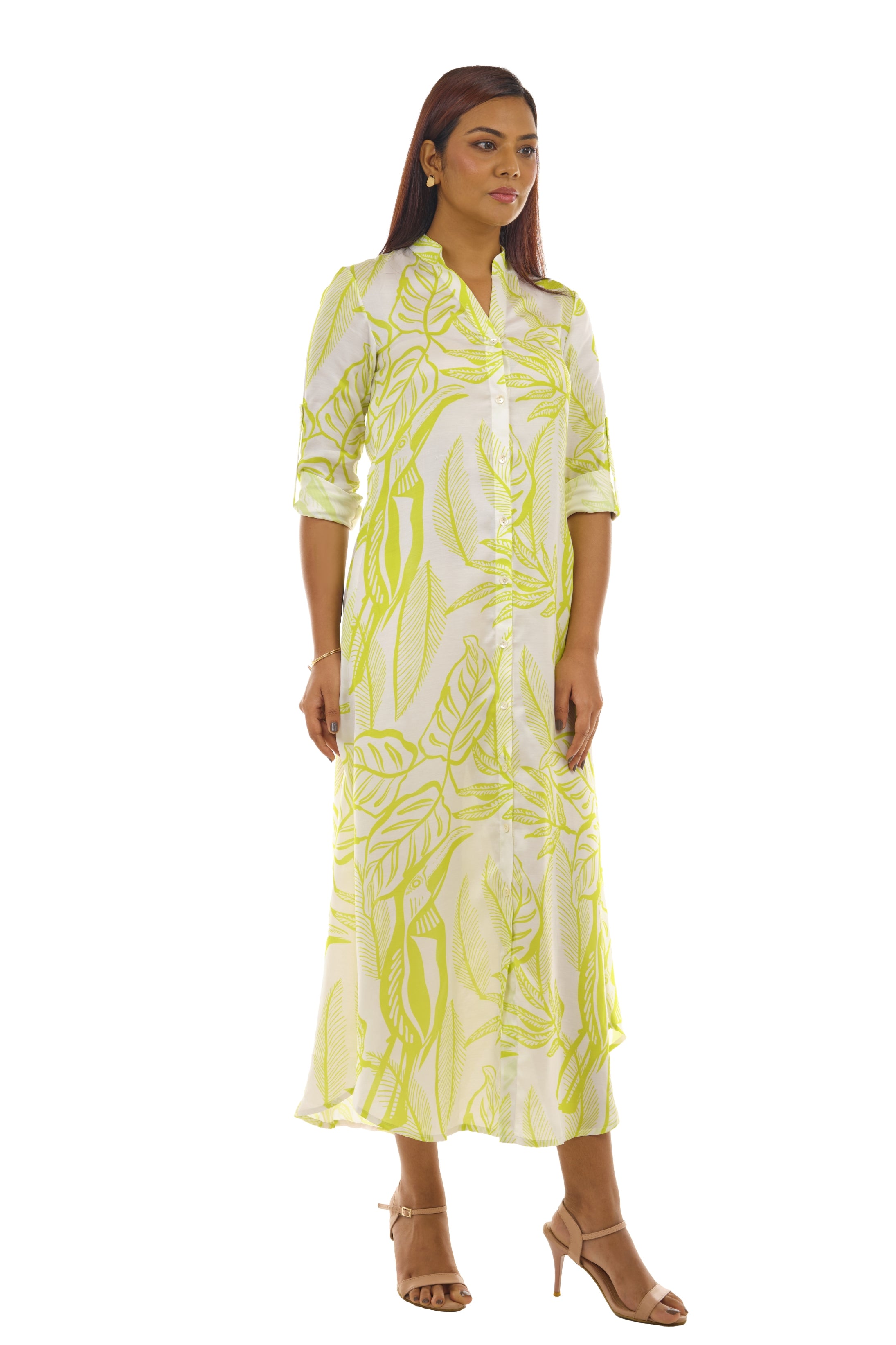 Lime Green Printed Comfy Dress