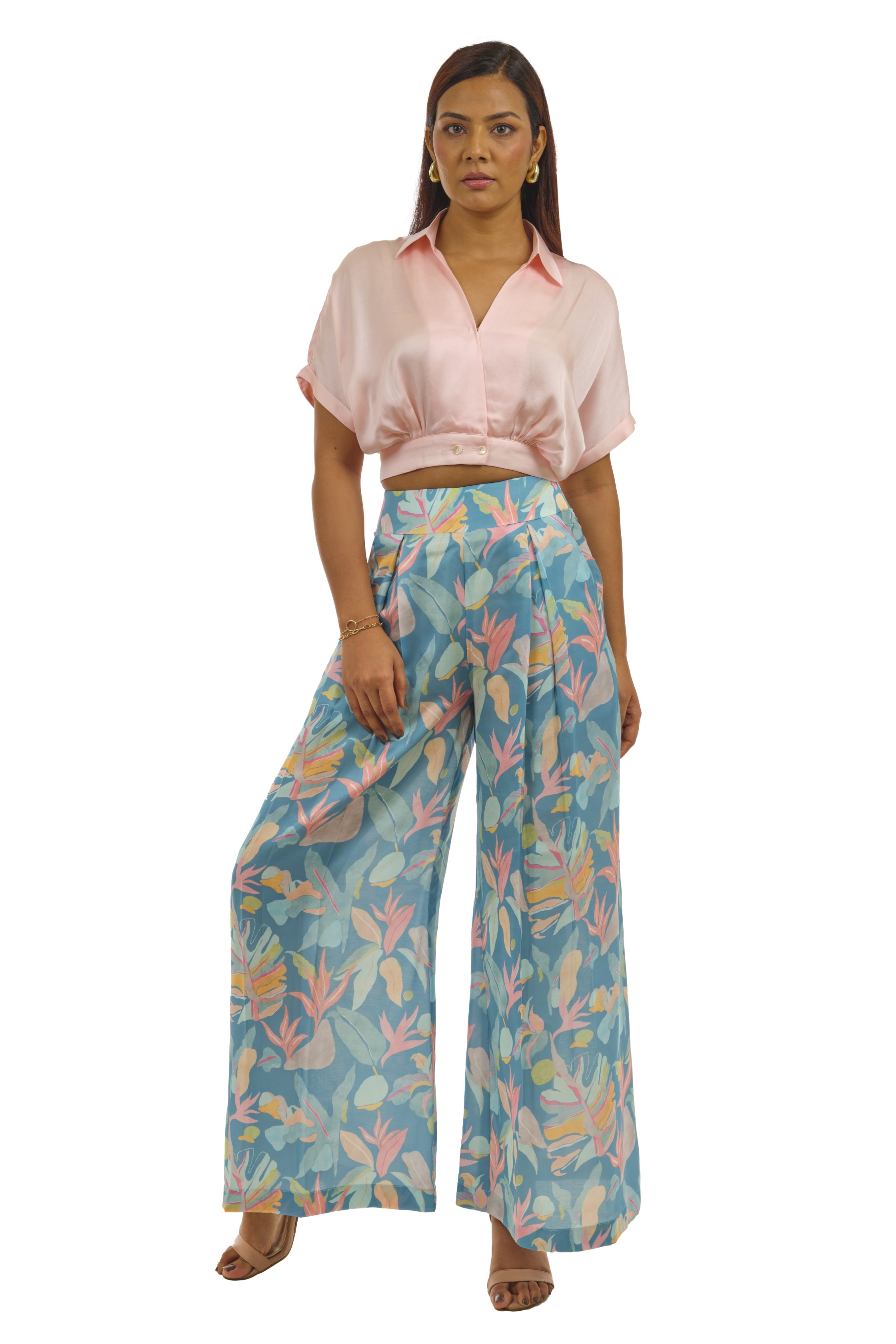 Peach - Turquoise printed co-ord set