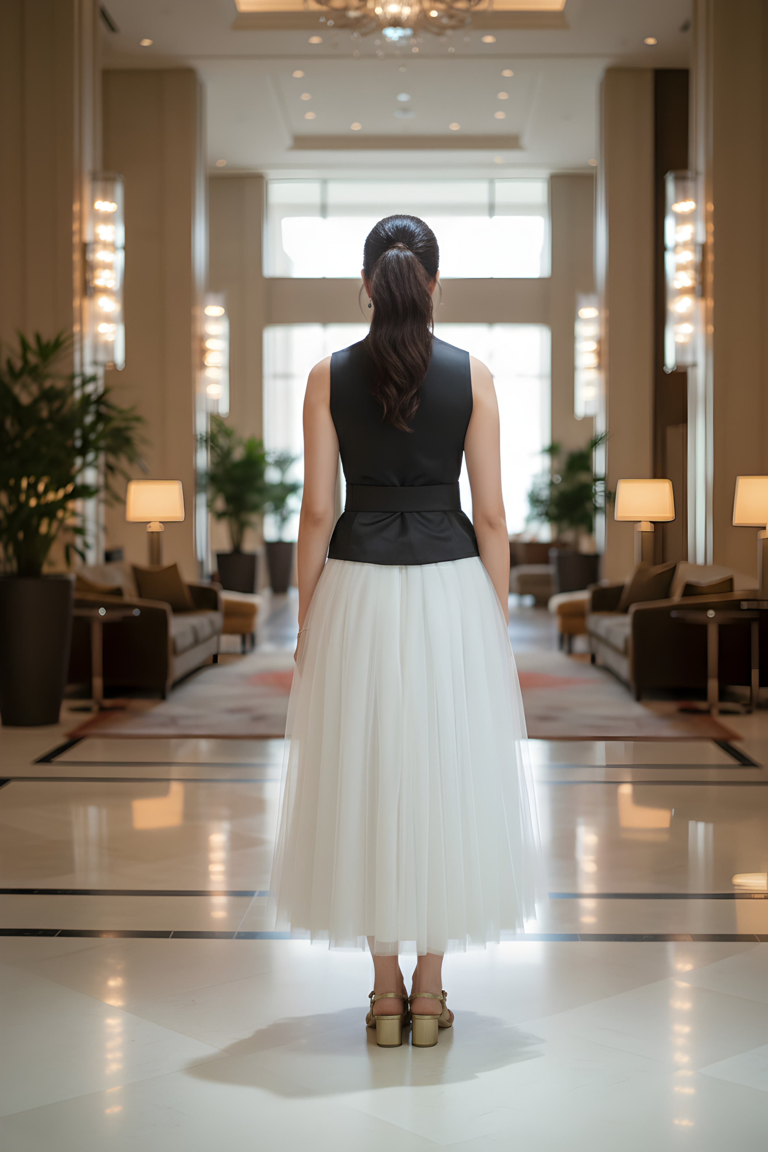Ivory skirt & Black Waist Coat - Timeless Pairing