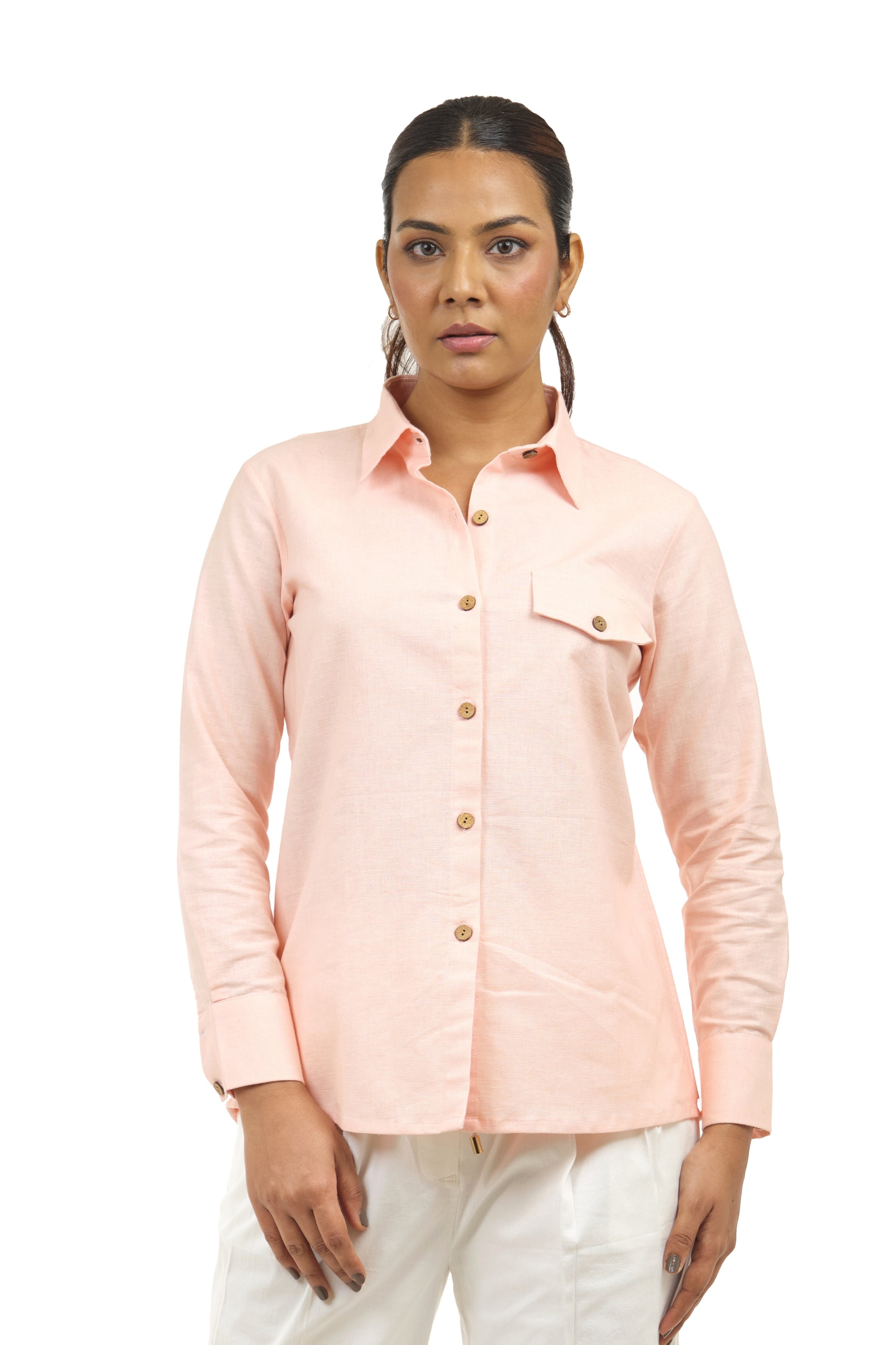 Peach Linen Shirt