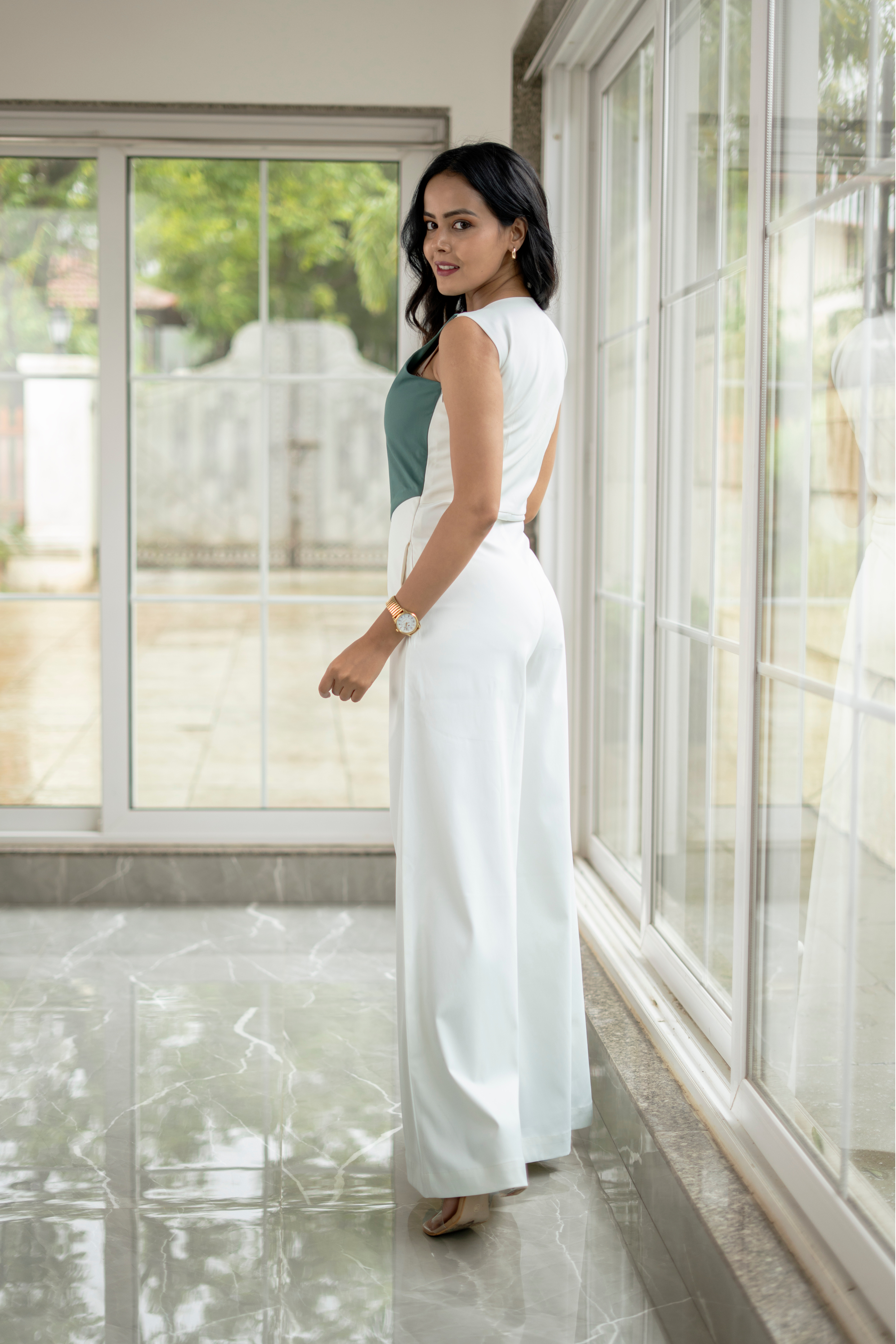 Ivory & Sea-Green Jumpsuit — Grace in Contrast