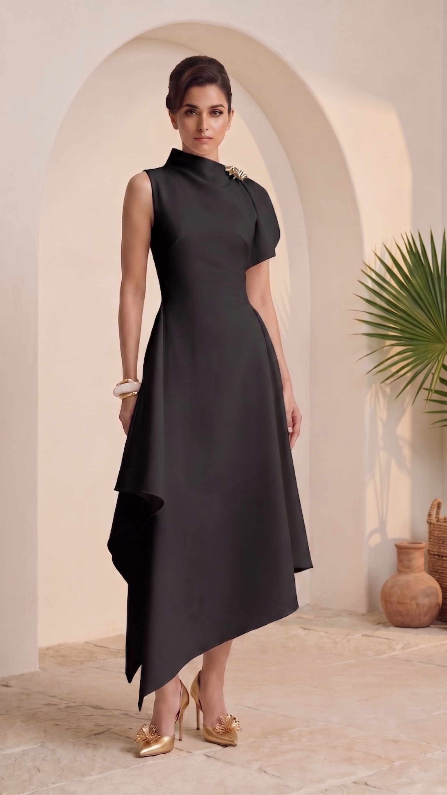 Black Muse Asymmetric Dress – Luxeraa