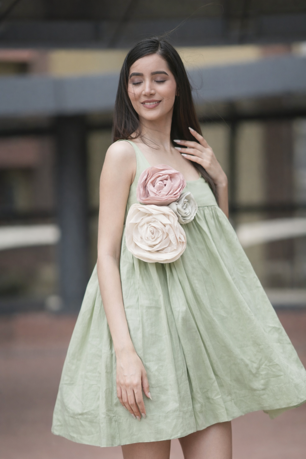 Sage Green with 3 roses