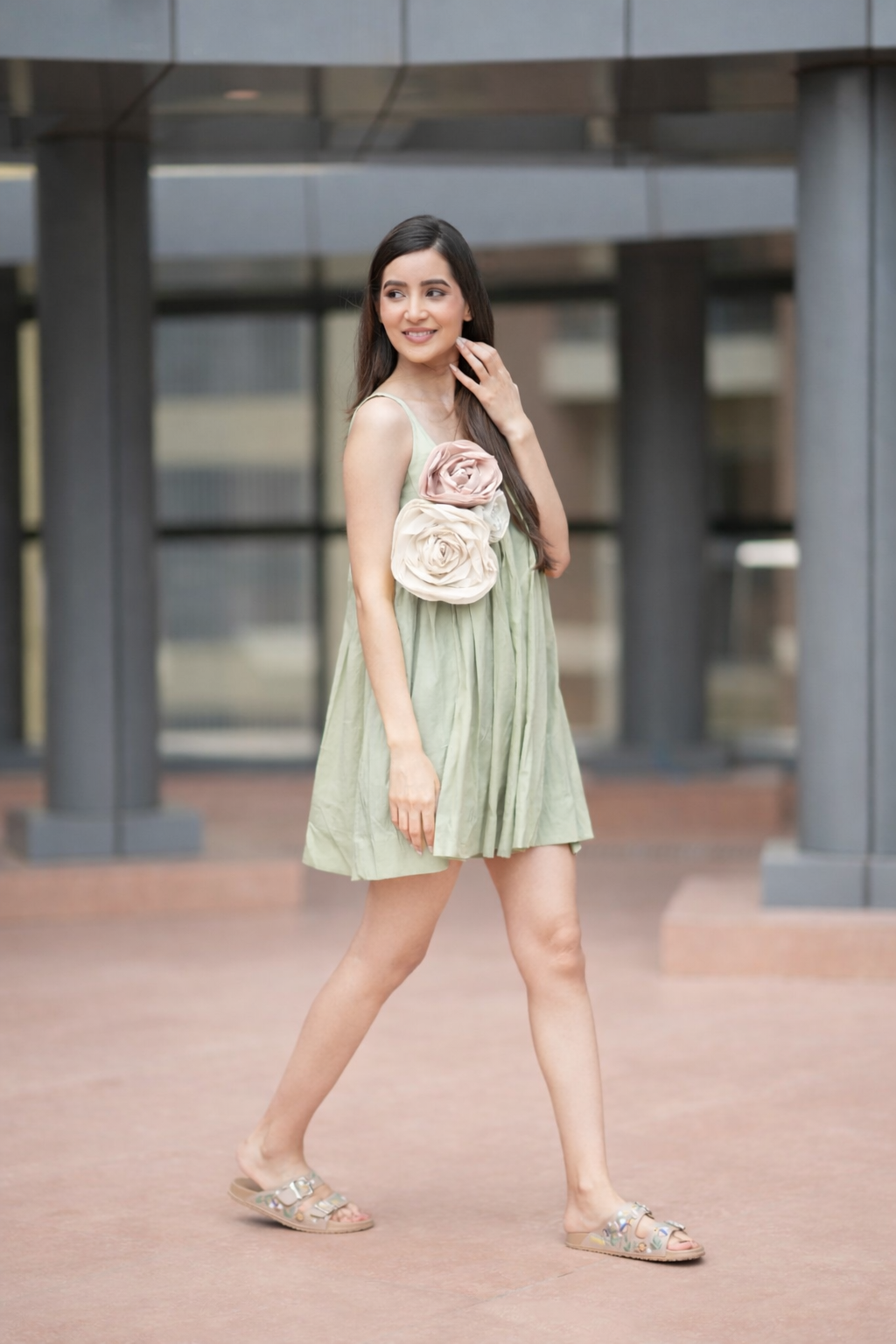 Sage Green with 3 roses