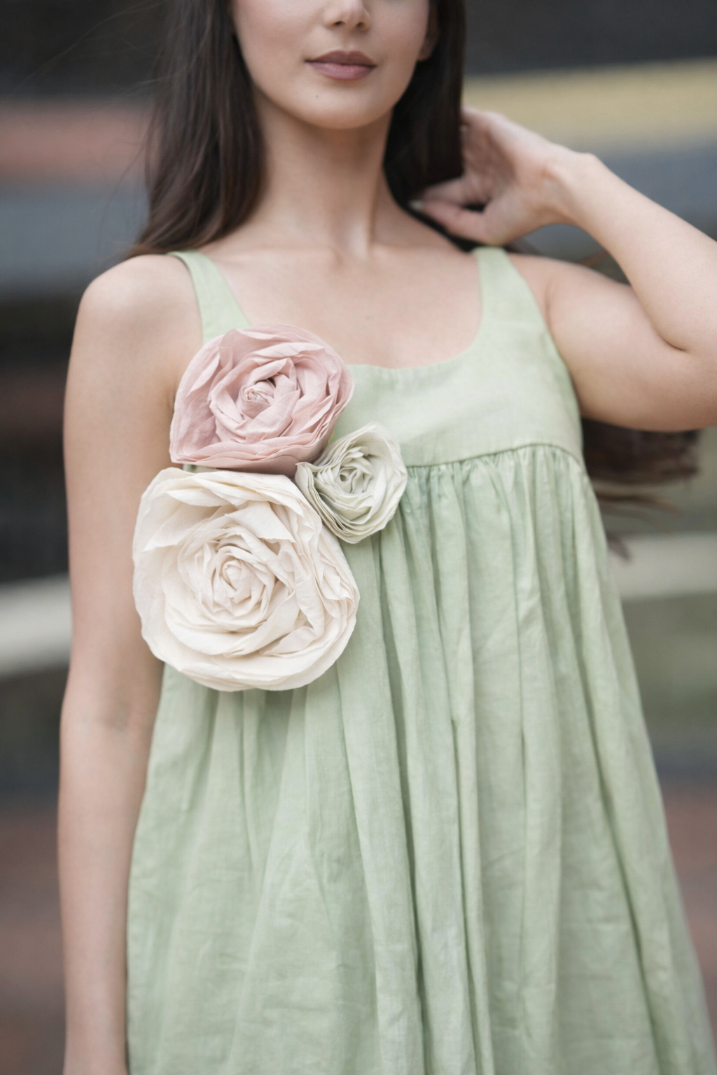 Sage Green with 3 roses