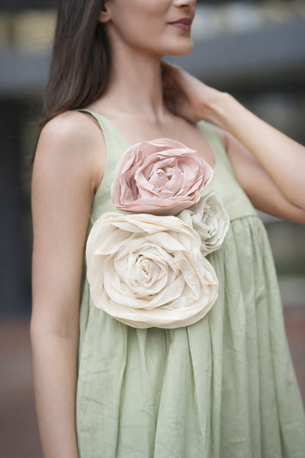 Sage Green with 3 roses