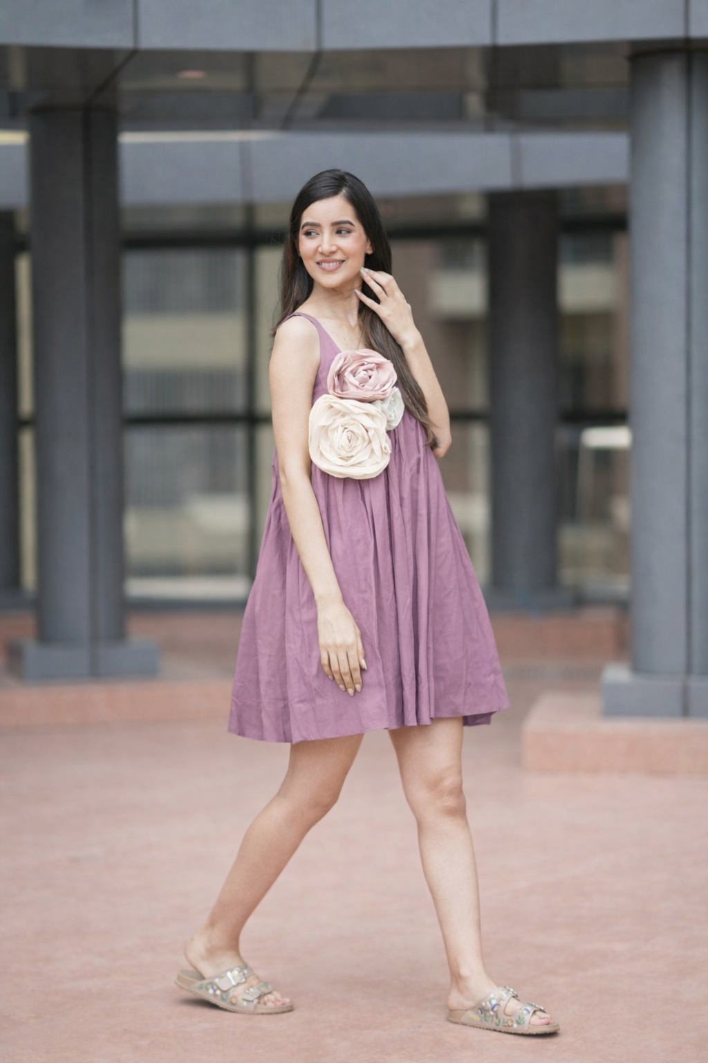 Dusty Purple with 3 roses