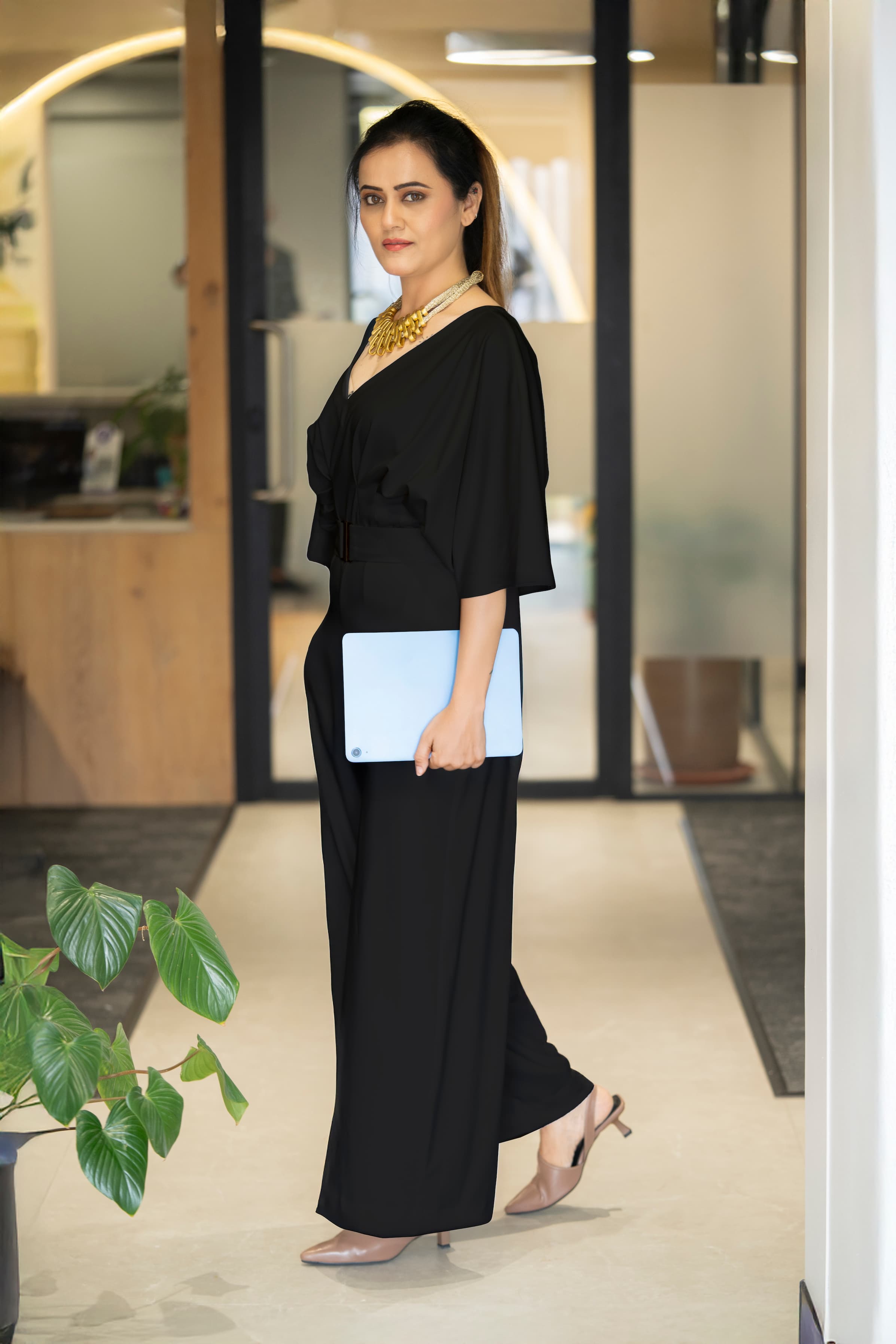 Elegant Black Twill Jumpsuit