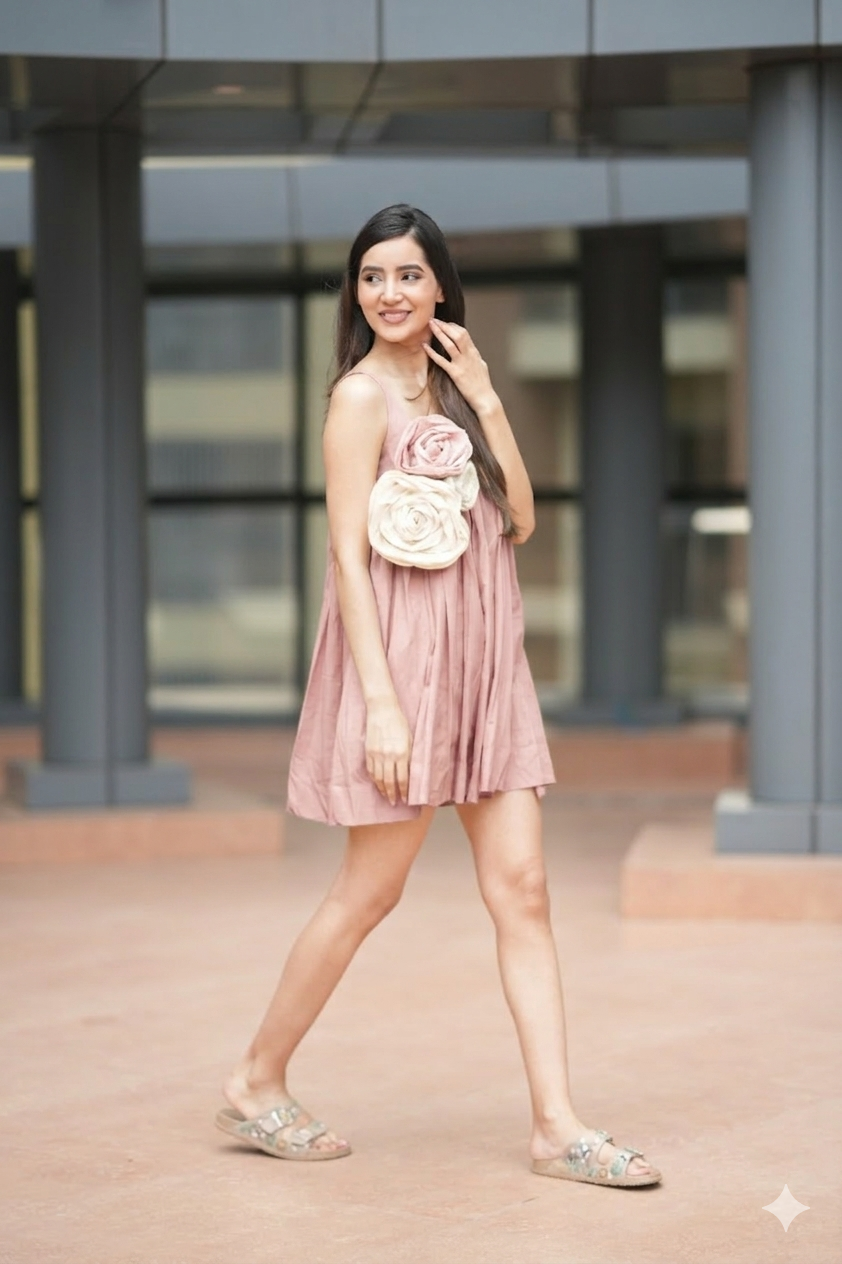 Blush organic pink with 3 roses