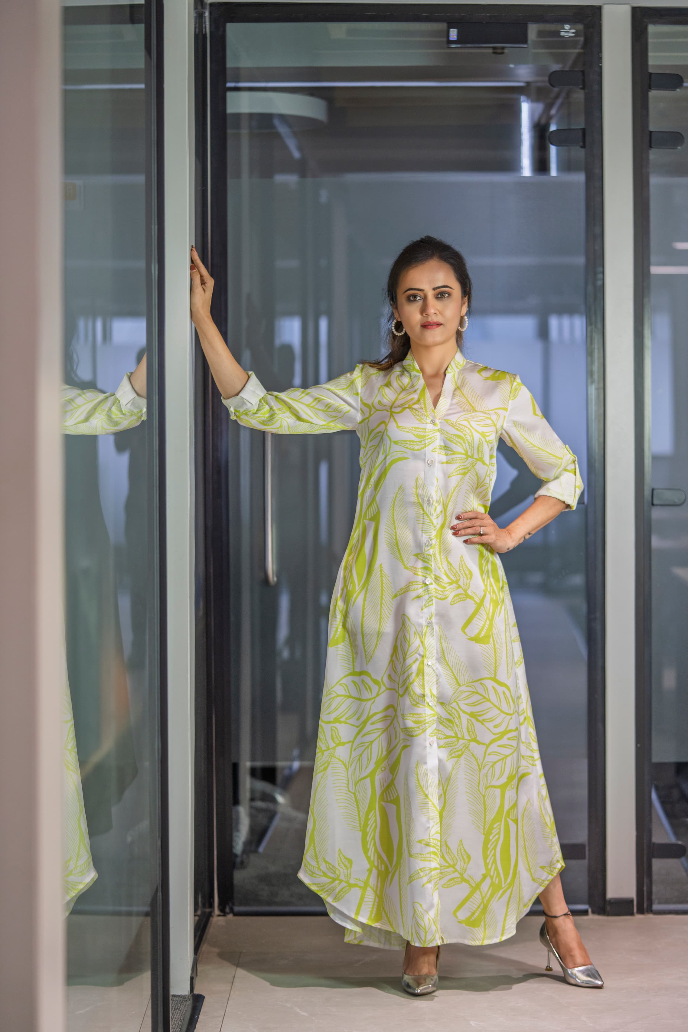 Lime Green Printed Comfy Dress