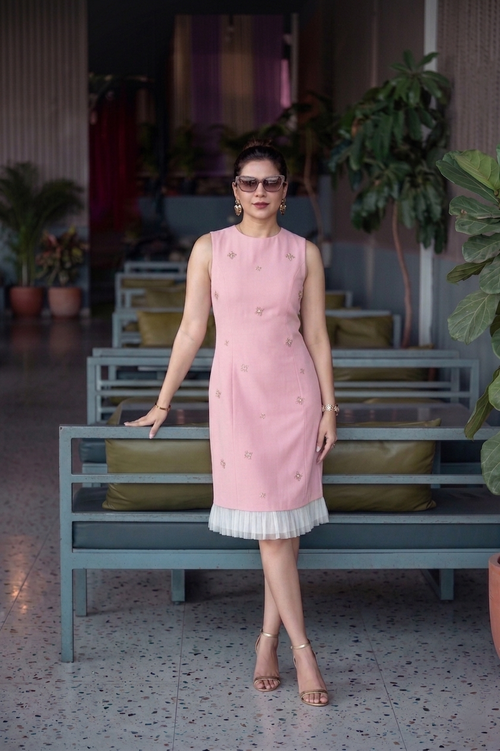 Sparkle Shift Dress - Blush Pink