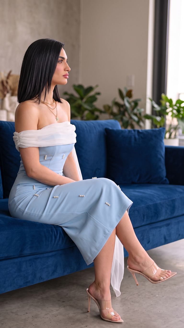 Powder blue Drape Dress