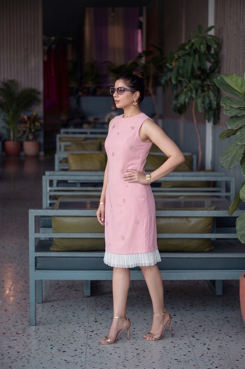 Sparkle Shift Dress - Blush Pink