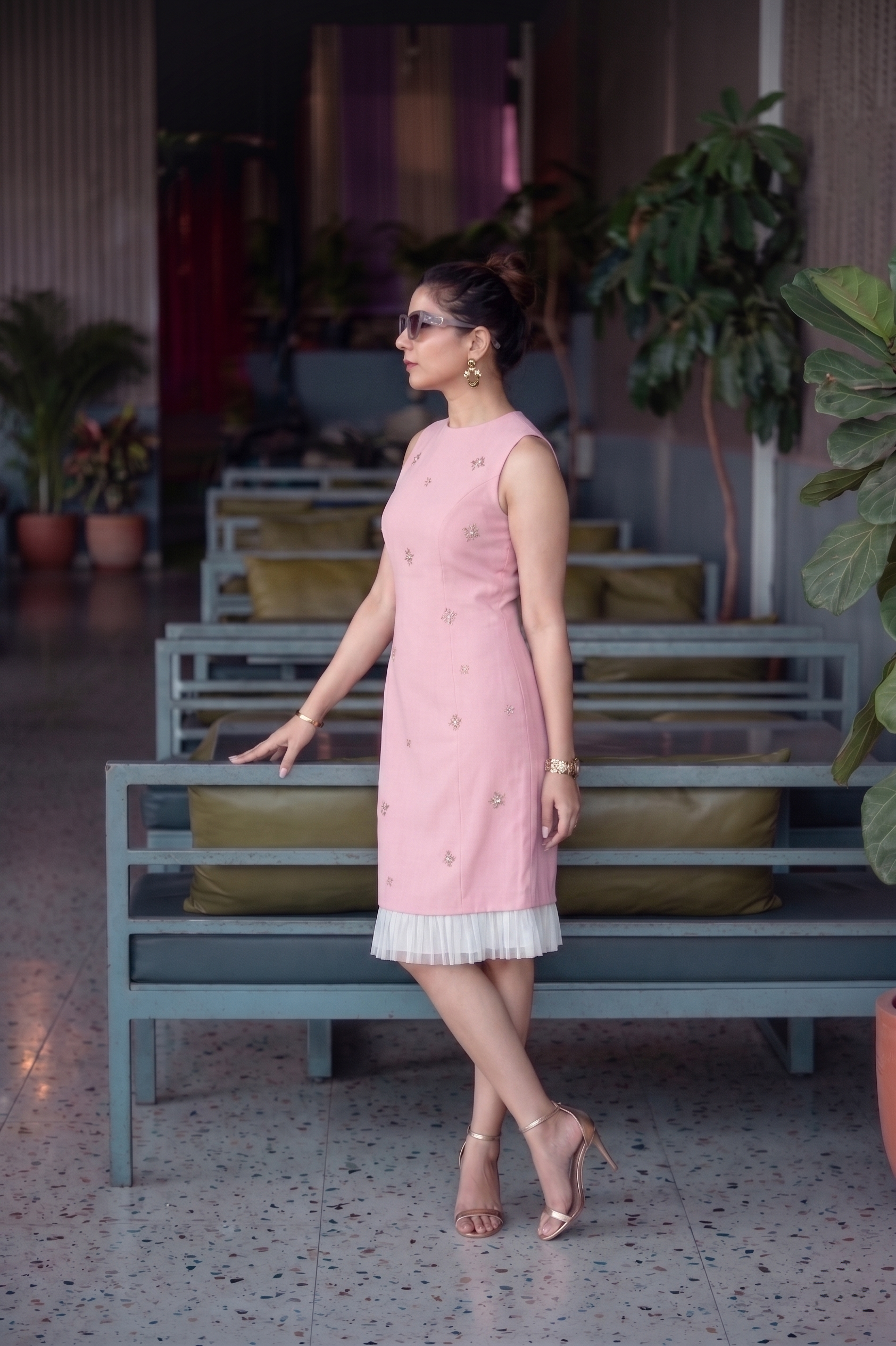 Sparkle Shift Dress - Blush Pink